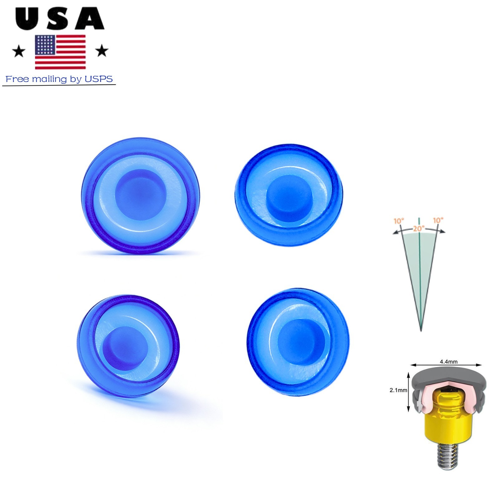 4Pcs Dental Fit Zest Locator Male Cap Inserts Overdenture Attachment Replacement