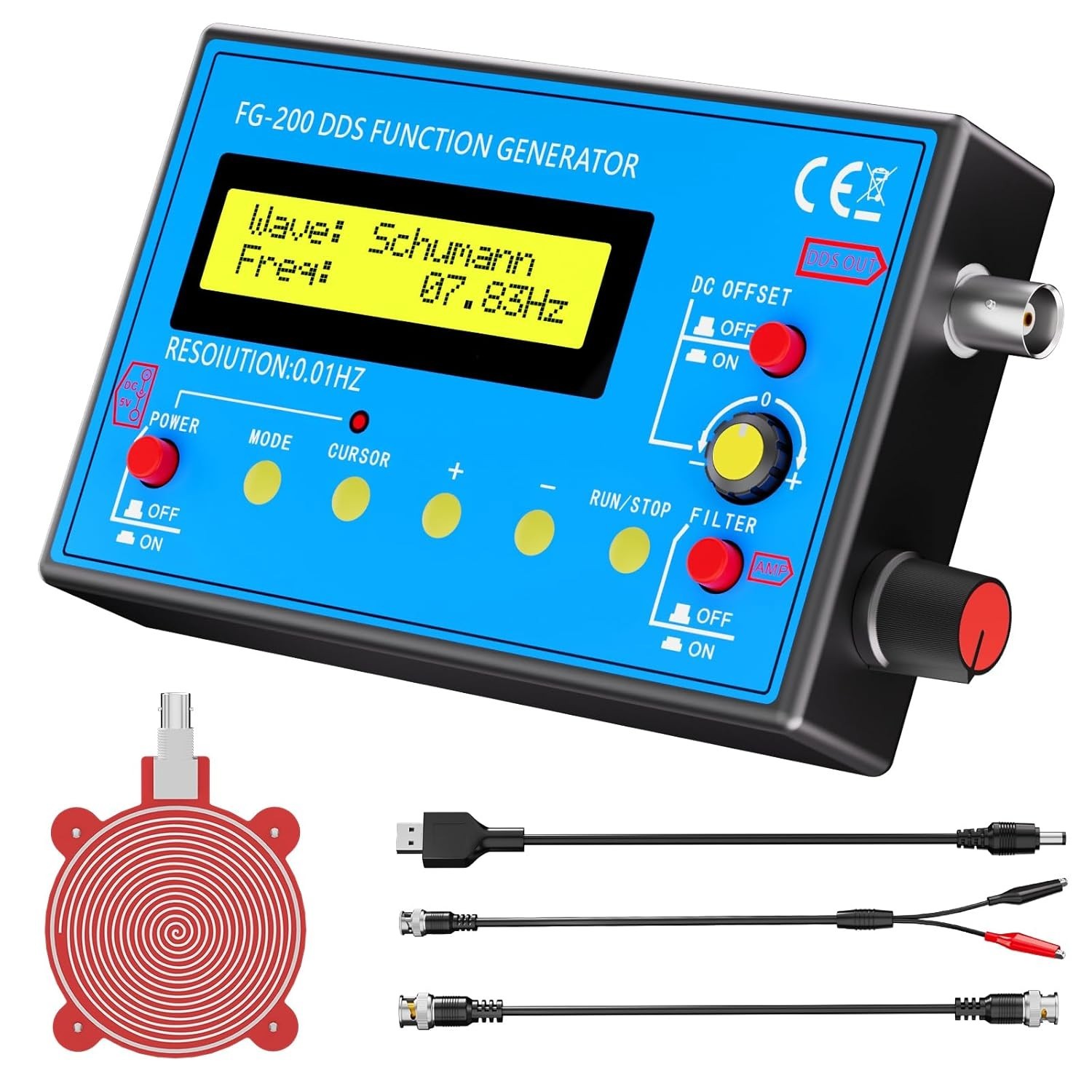 1Hz-500kHz DDS Signal Generator with Schumann Resonator, Portable Multifuncti…