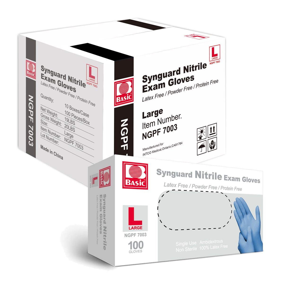 Basic Blue Nitrile Exam Gloves – Latex-& — NGPF 7003 (Case of 1,000), Large