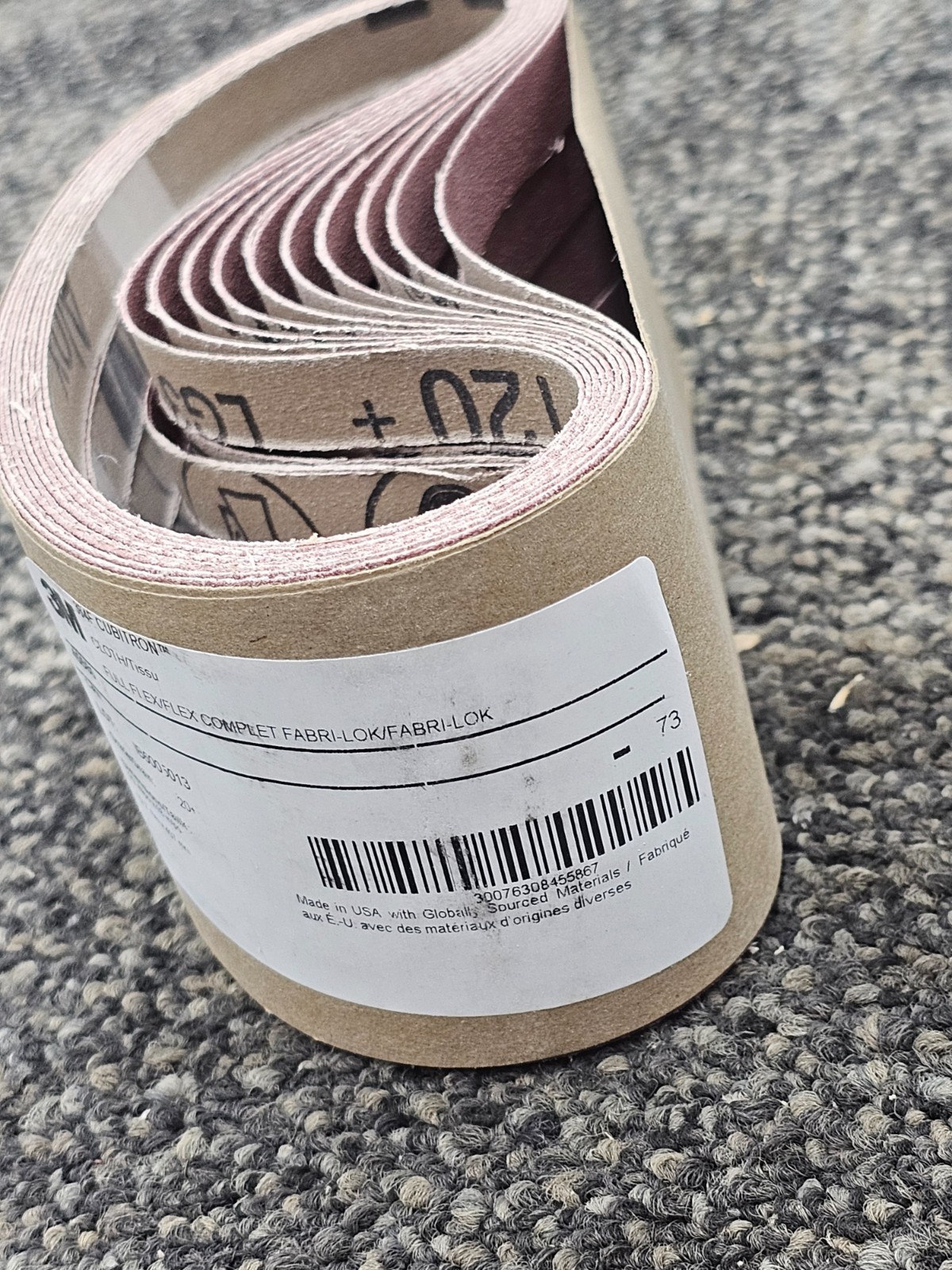 (QTY 50) 3M 45586 Sanding Belt 1/2 in x 18 in Aluminum Oxide 120 Grit Grade 20+