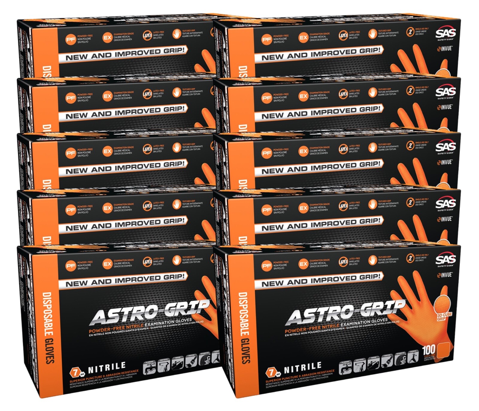 SAS Safety® Astro-Grip® Powder-Free Exam Grade Nitrile Gloves (1000/Case)