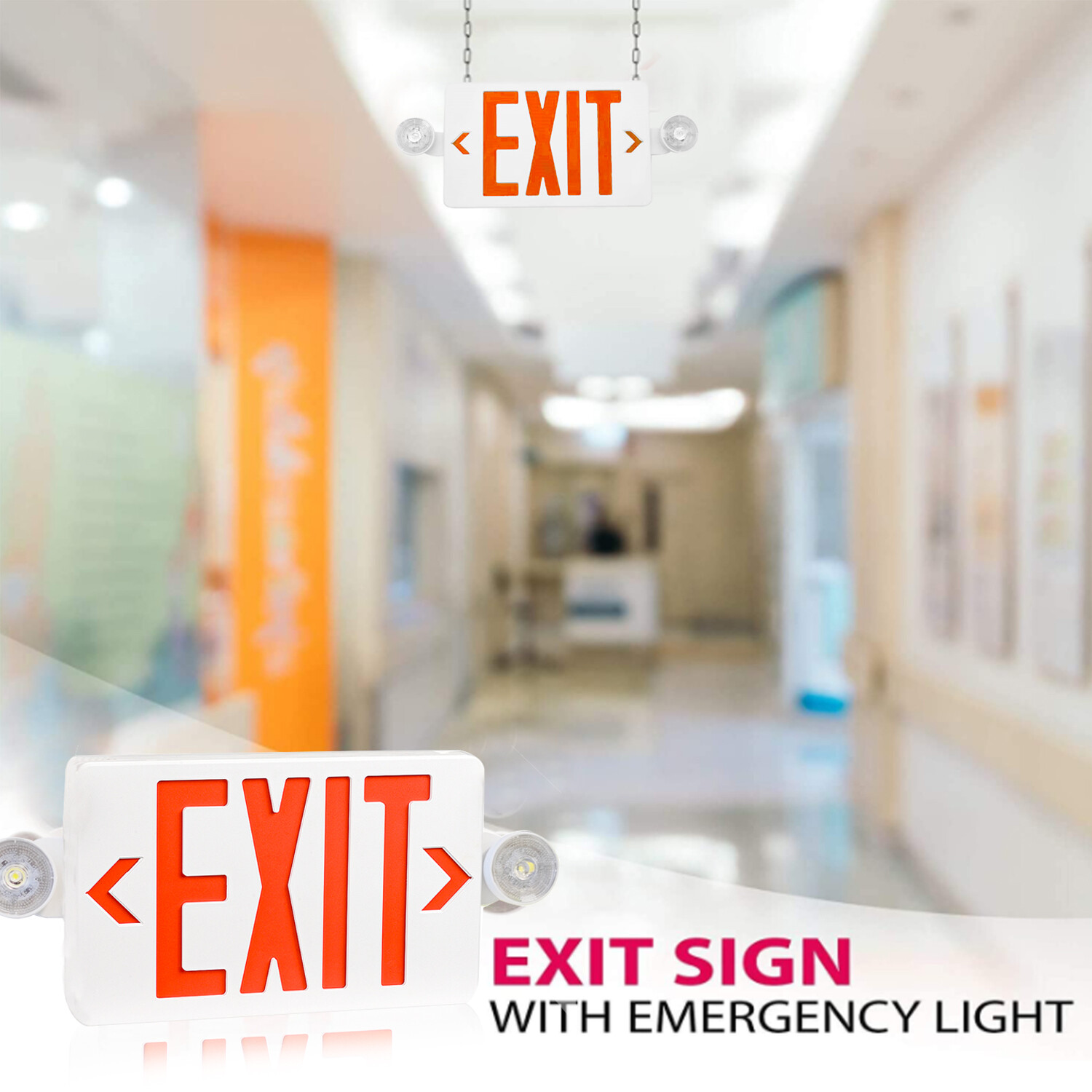LED Exit Sign lamp & Emergency Light – Dual LED Lamp UL-94 Fire Resistance light