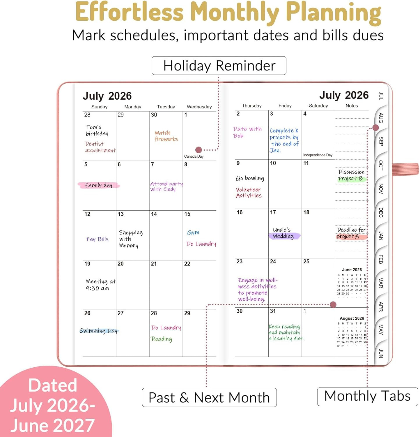 Pocket Planner 2026-2027, Weekly Monthly Planners for Purse, 3.5″ x 6″, July 202