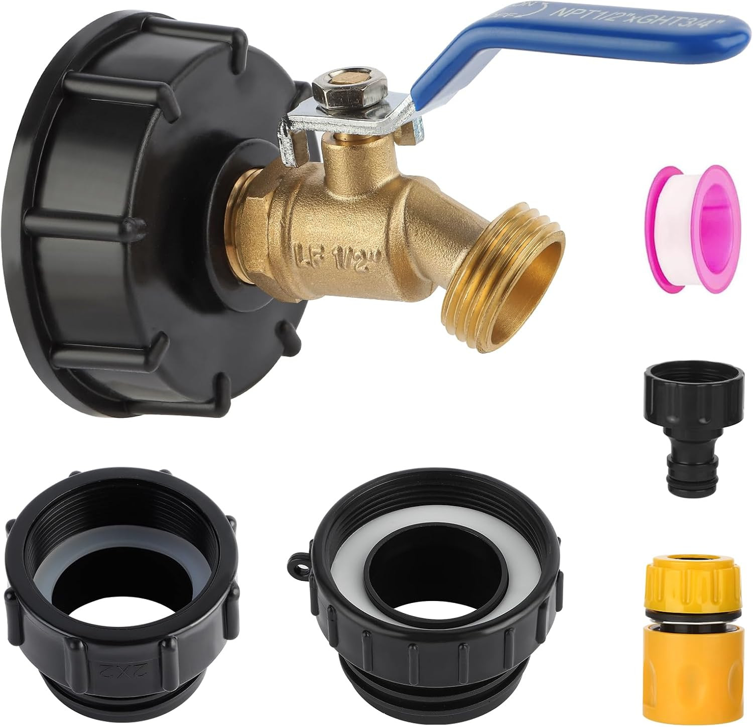 275-330 Gallon IBC Tote Hose Adapter, 3-Size IBC Tote Adapter (1/2″ Male NPT Inl