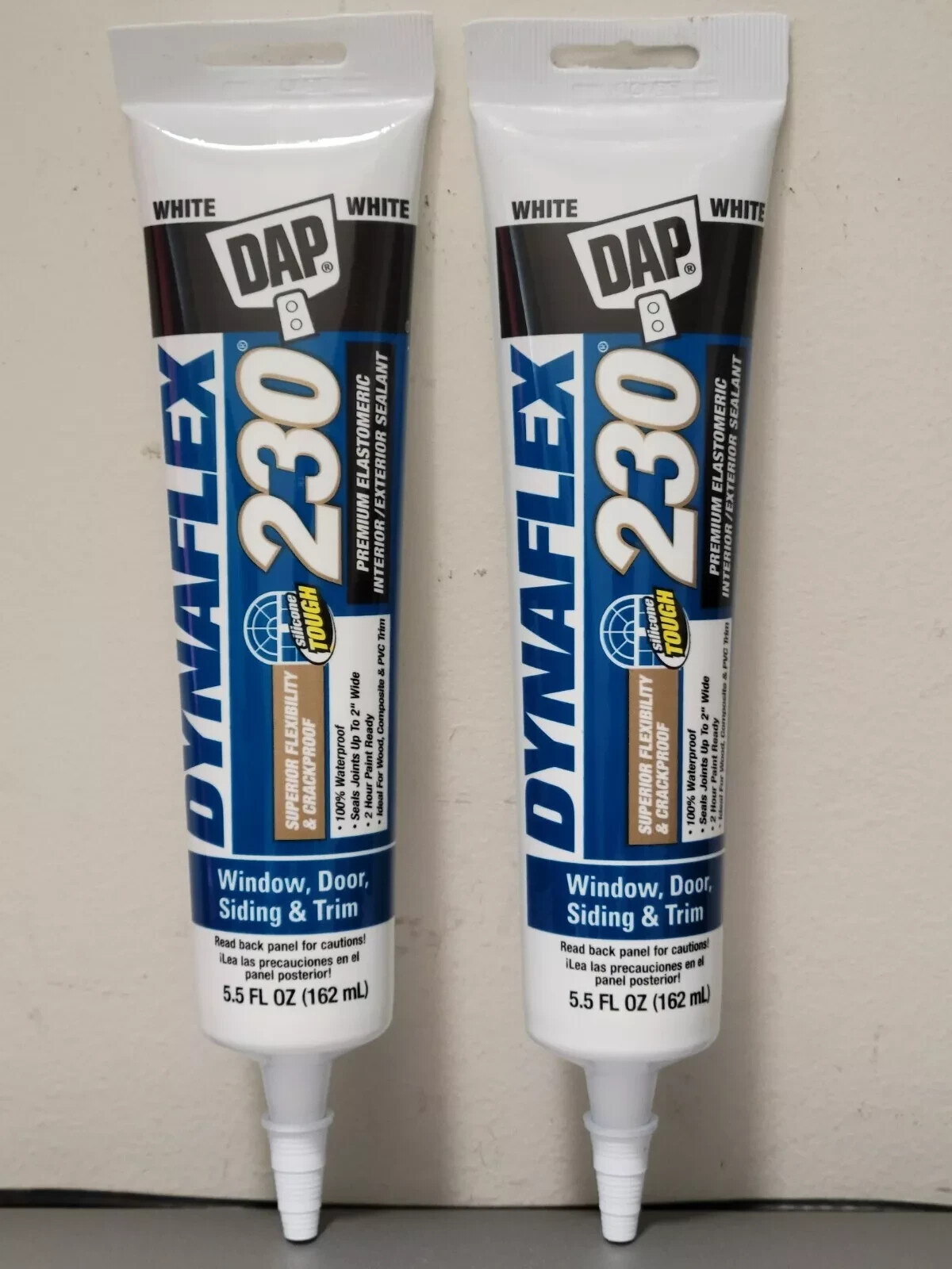 2x DAP Dynaflex 230 Premium Elastomeric Interior/Exterior Sealant – 5.5 oz White