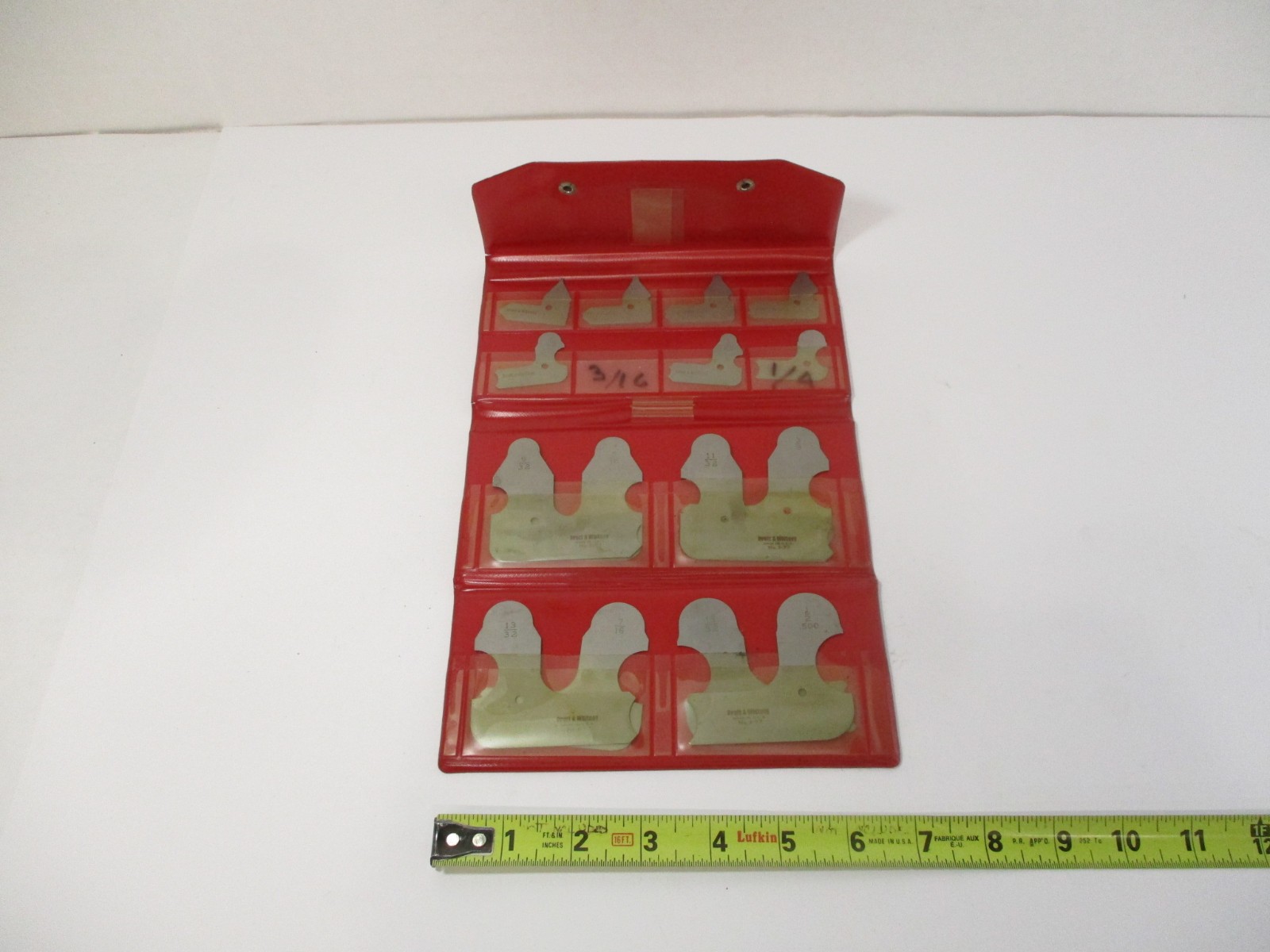 PRATT & WHITNEY # S-77 Radius Gage PARTIAL Set 15 Sizes 1/32″ – 1/2″ in EC