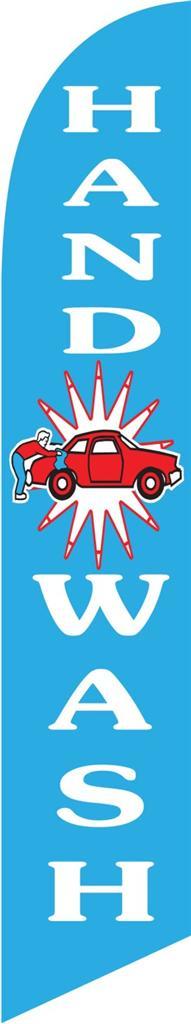 Cyan Hand Wash Car Wash 12ft Feather Banner Swooper Flag – FLAG ONLY