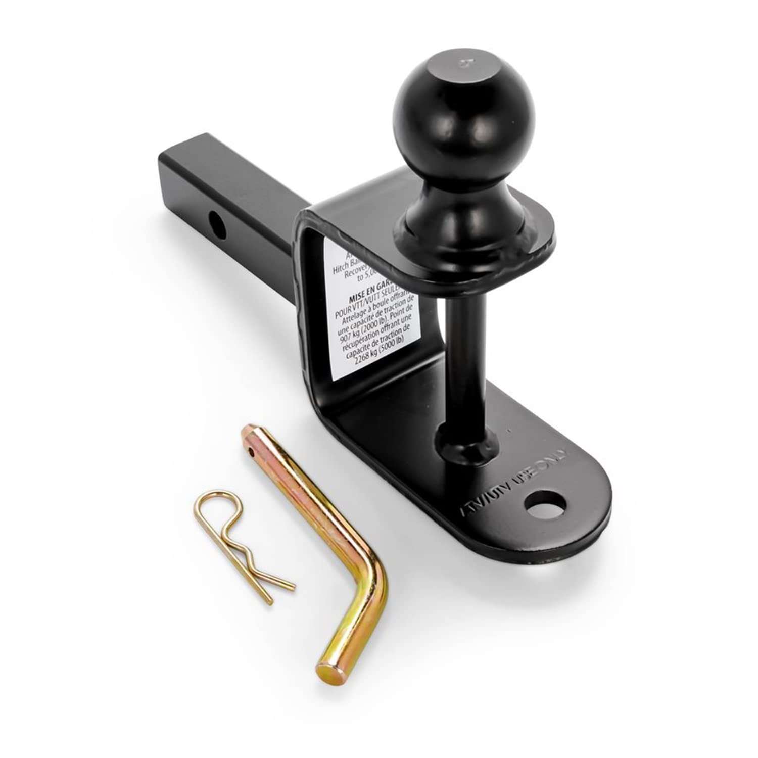 Black Boar UTV ATV Multi-Hitch – Features 2” Hitch Ball, 1-1/4” Shan