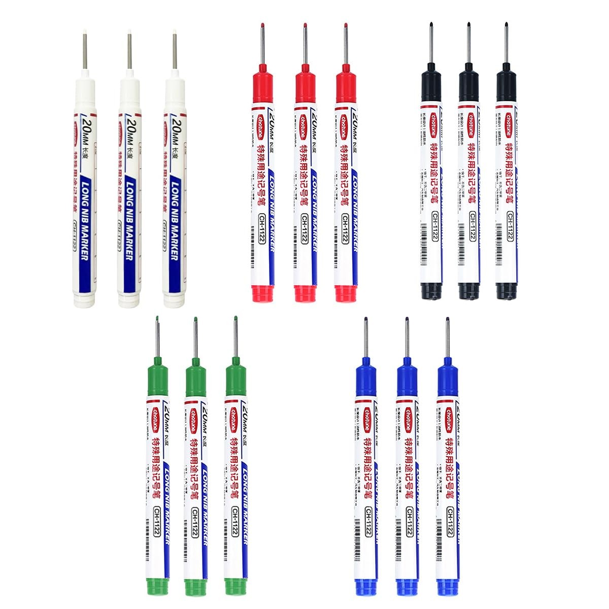 15 Pack Deep Hole Marker Pens Long Nib Carpenter Markers