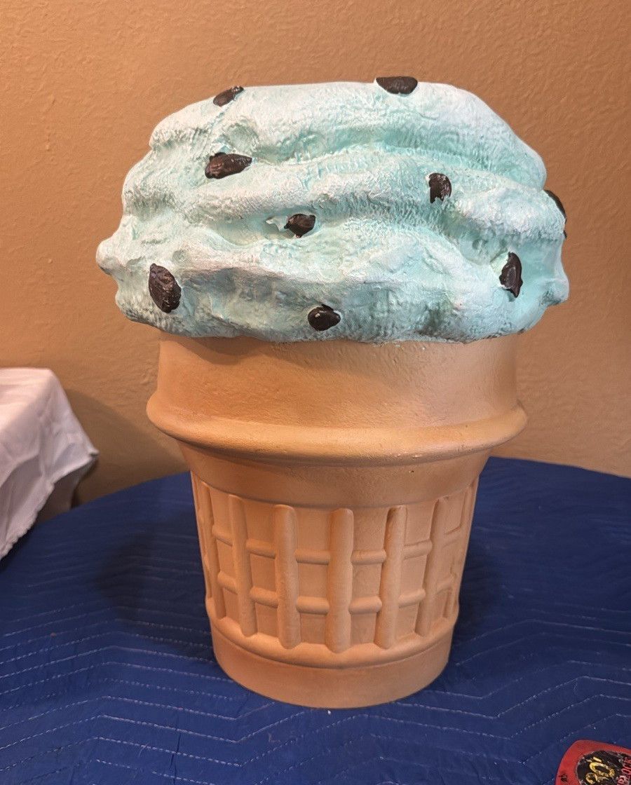 Ice Cream Cone stool. Display Prop Mint Chocolate Chip Scoop w/ Chocolate Chips