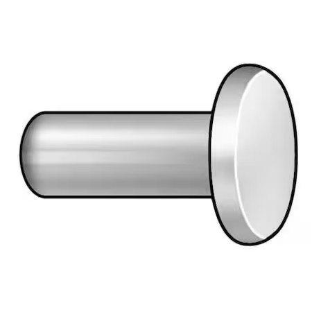 Solid Rivet, Flat Head, 0.1563 In Dia., 0.375 In L, Aluminum Body, 250 Pk,