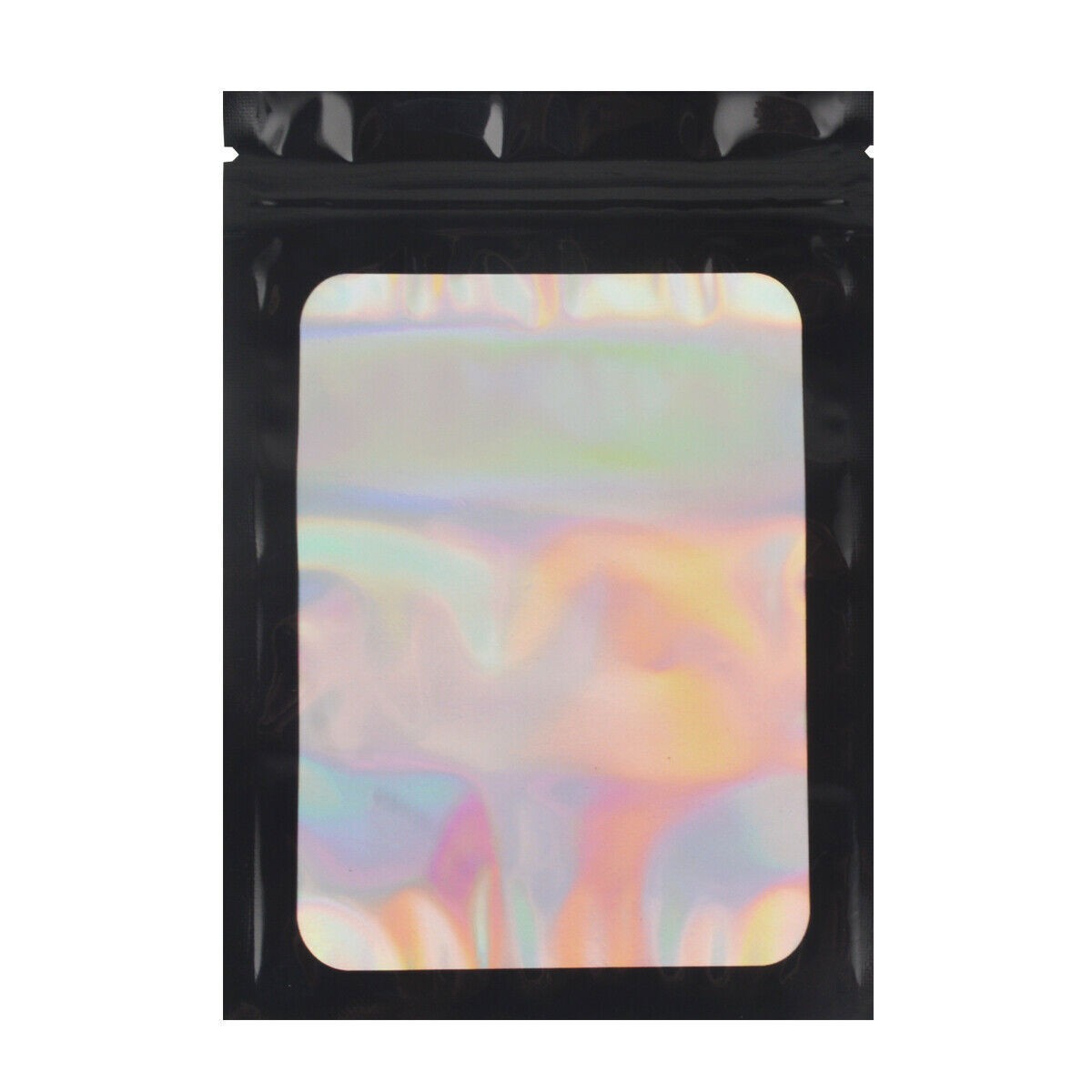 400PCS Holographic Mylar Foil Bag Resealable Zipper Pouch Packaging Clear Front