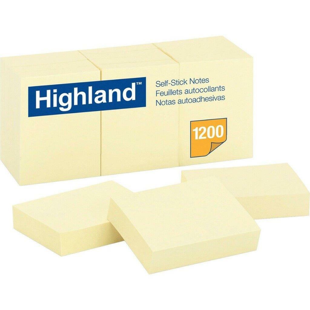 Highland Self-Stick Notes (3600 Sheets Total) Office Yellow Sticky Post #6539