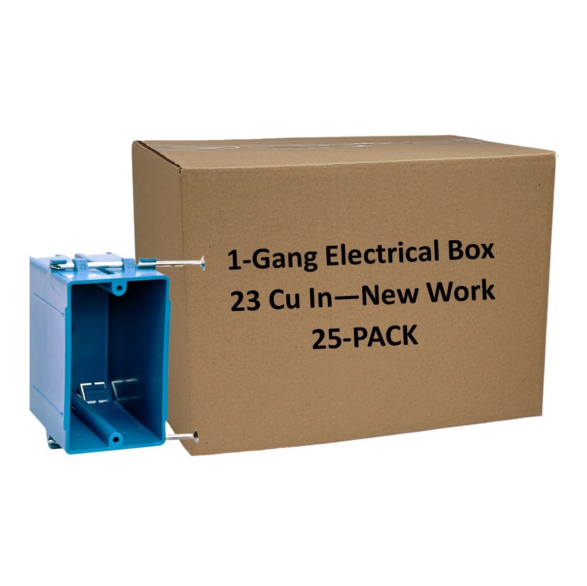 25-Pack 1-Gang New Work Electrical Box 23 Cu In ETL Certified Outlet Switch Box