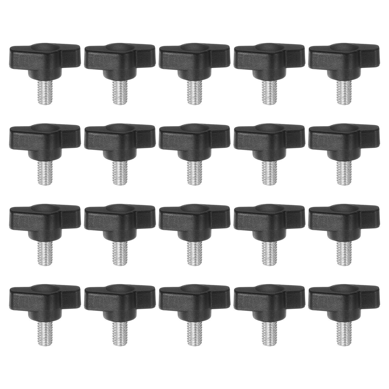 20pcs M6 x 10mm Male Thread Tee Wing Knobs Thumb Screw Clamping Knobs Grip Black