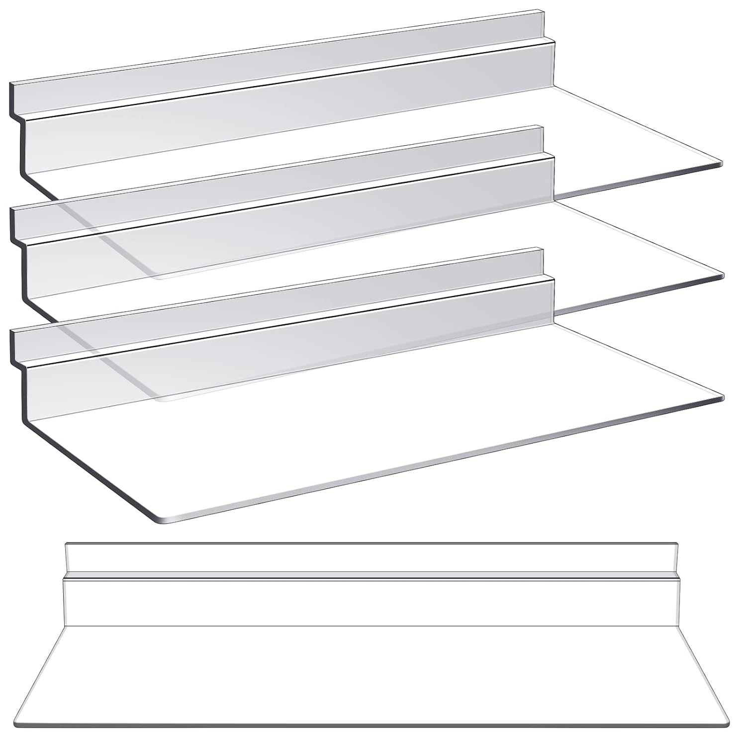 4 Pack 4 X 10 Inch Slatwall Shelves Hanging Accessories Clear Slatwall Shelf Pla