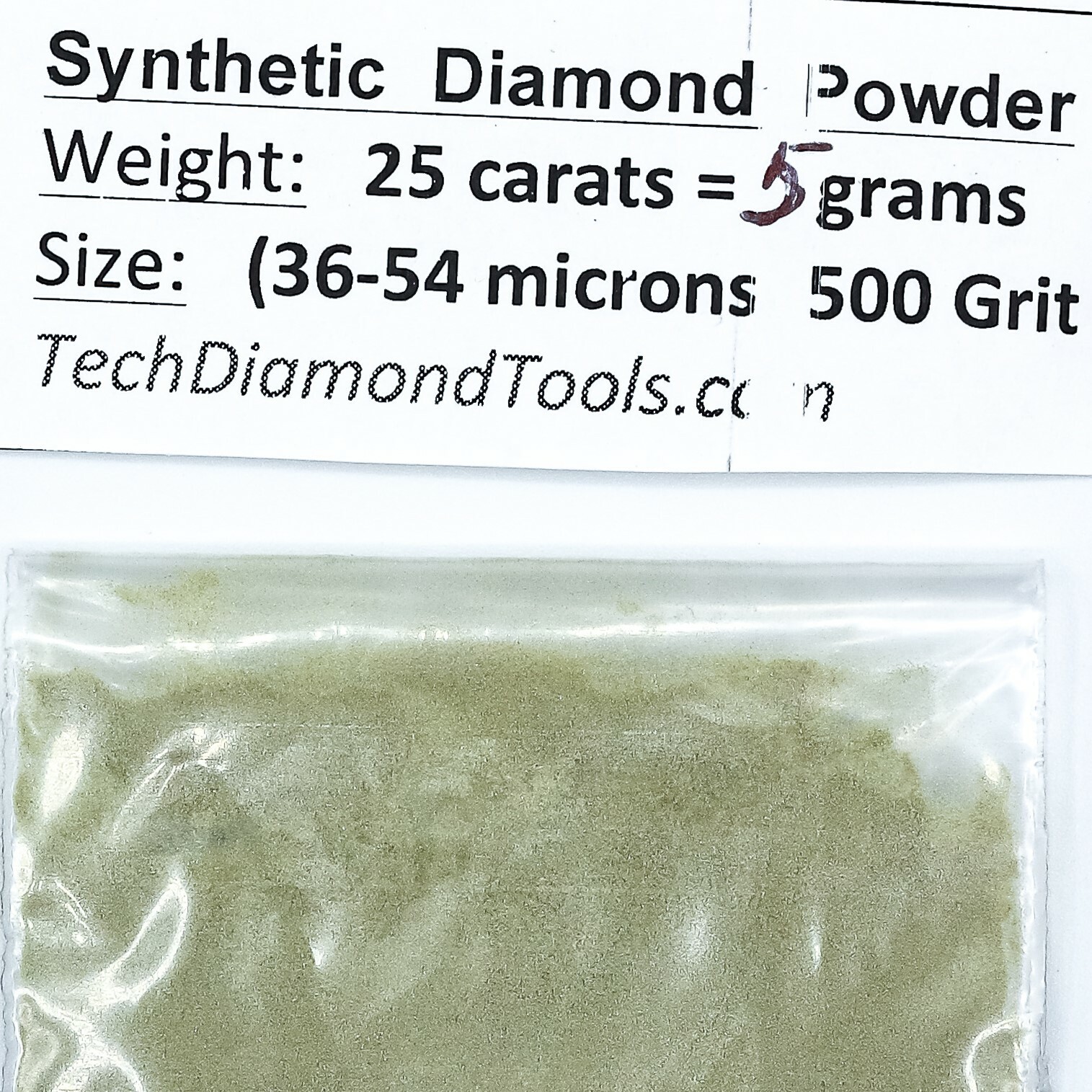 TechDiamondTools Diamond Powder 500 Grit 36-54 Microns, 25 cts = 5 Grams