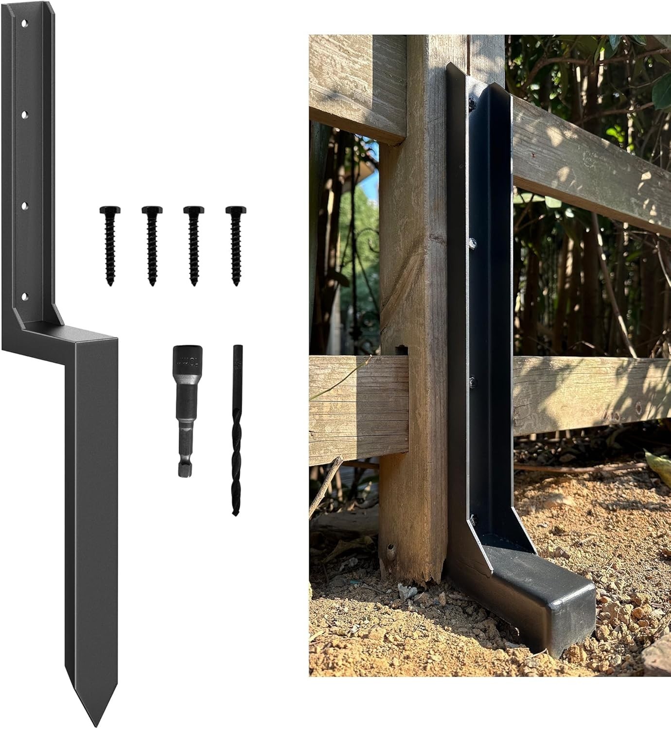 1-Pack 11-Gauge Steel Fence Post Repair Stake & Installation Hardware Included