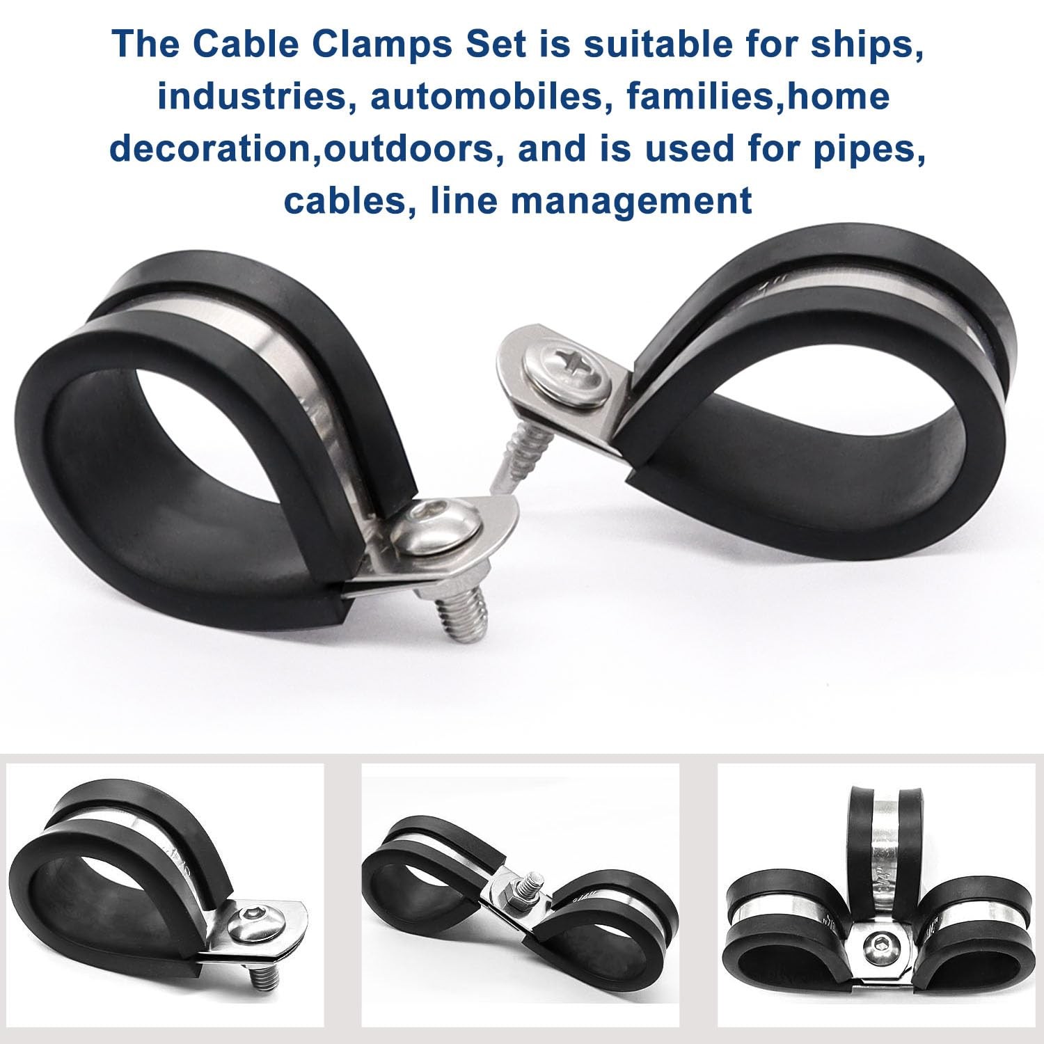 40PCS 3/4 Inch Cable Clamps 304 Stainless Steel Rubber Cushion Insulated Wire…