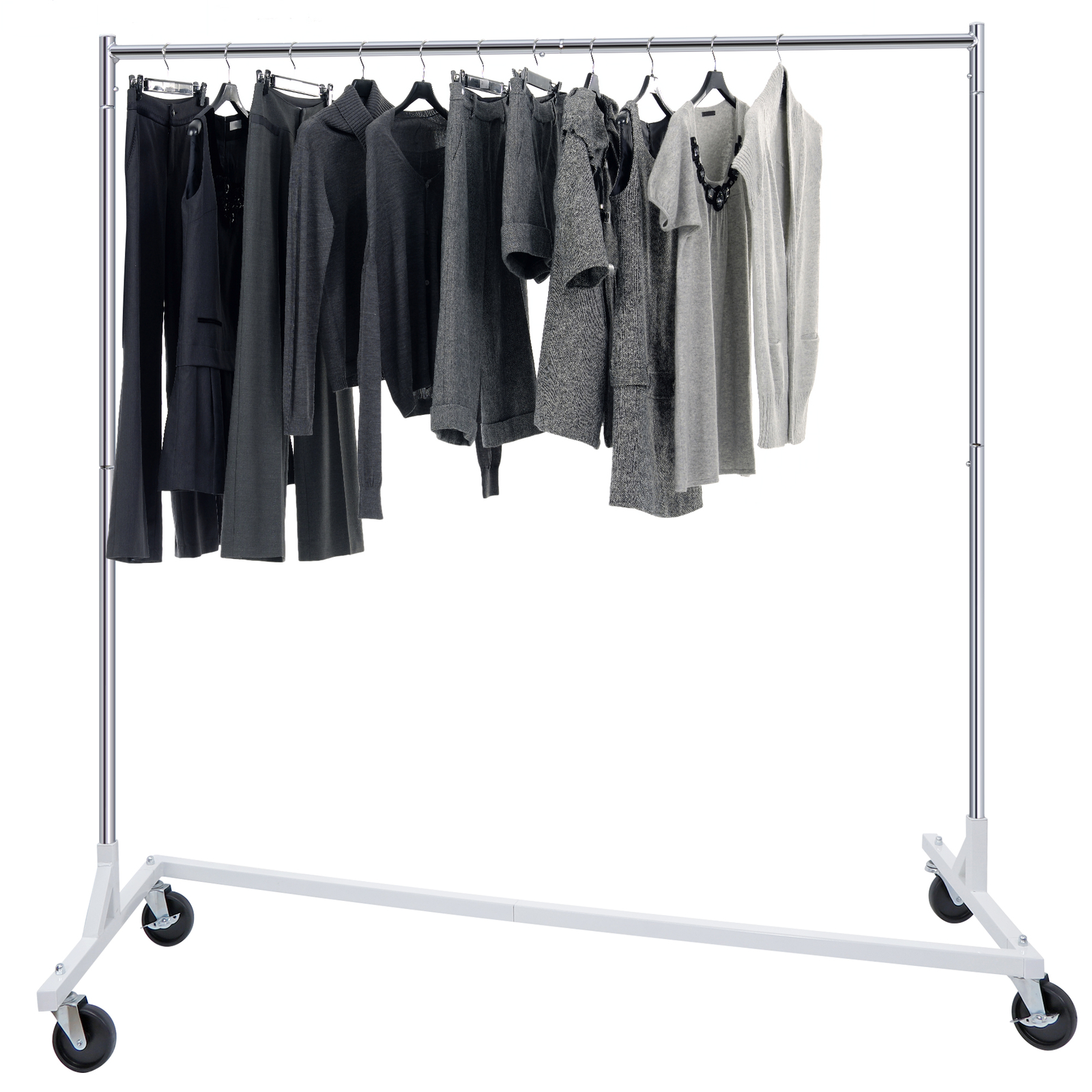 2PCS Heavy Duty Clothes Rack Rolling Garment Z Clothing Rack W/Lockable Casters