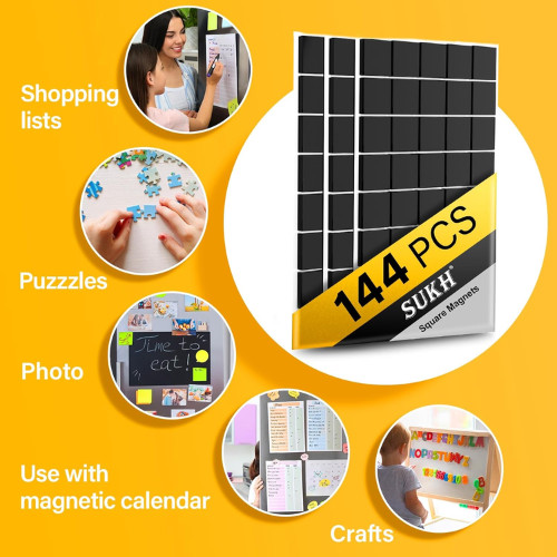 144Pcs Square Magnets Magnetic Tape Strip – Magnet Sheets with Adhesive Backin