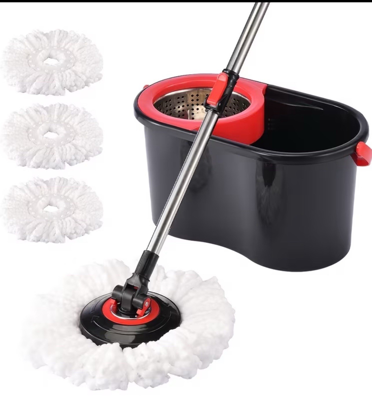 Spin Mop Bucket Set with Wringer Basket, Handle & Replacement Mop Head