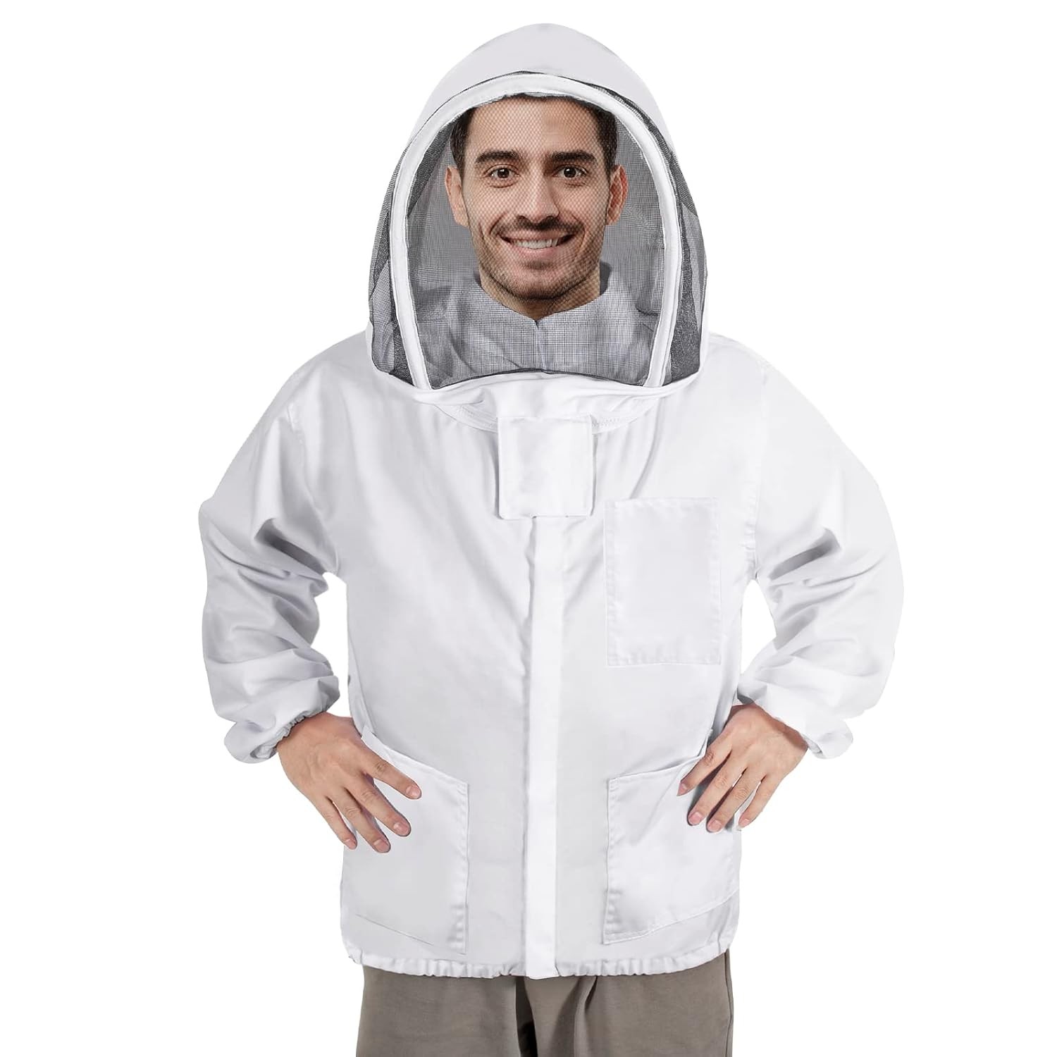Beekeeping Jacket for Men Women,Polycotton Bee Jacket with Veil Hood