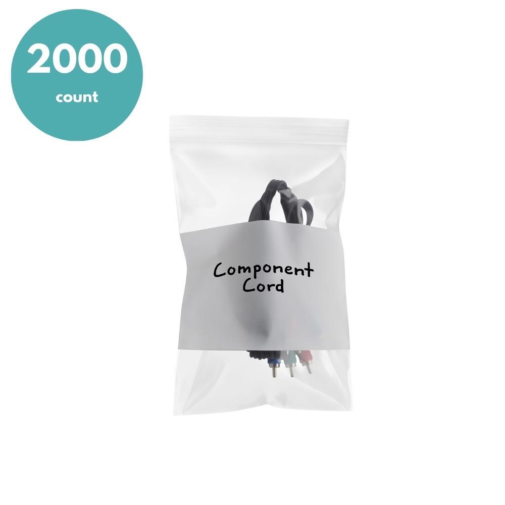 2 Mil Clear Reclosable Poly Bags with White Block Zipper 4″ x 6″ Pack of 2000