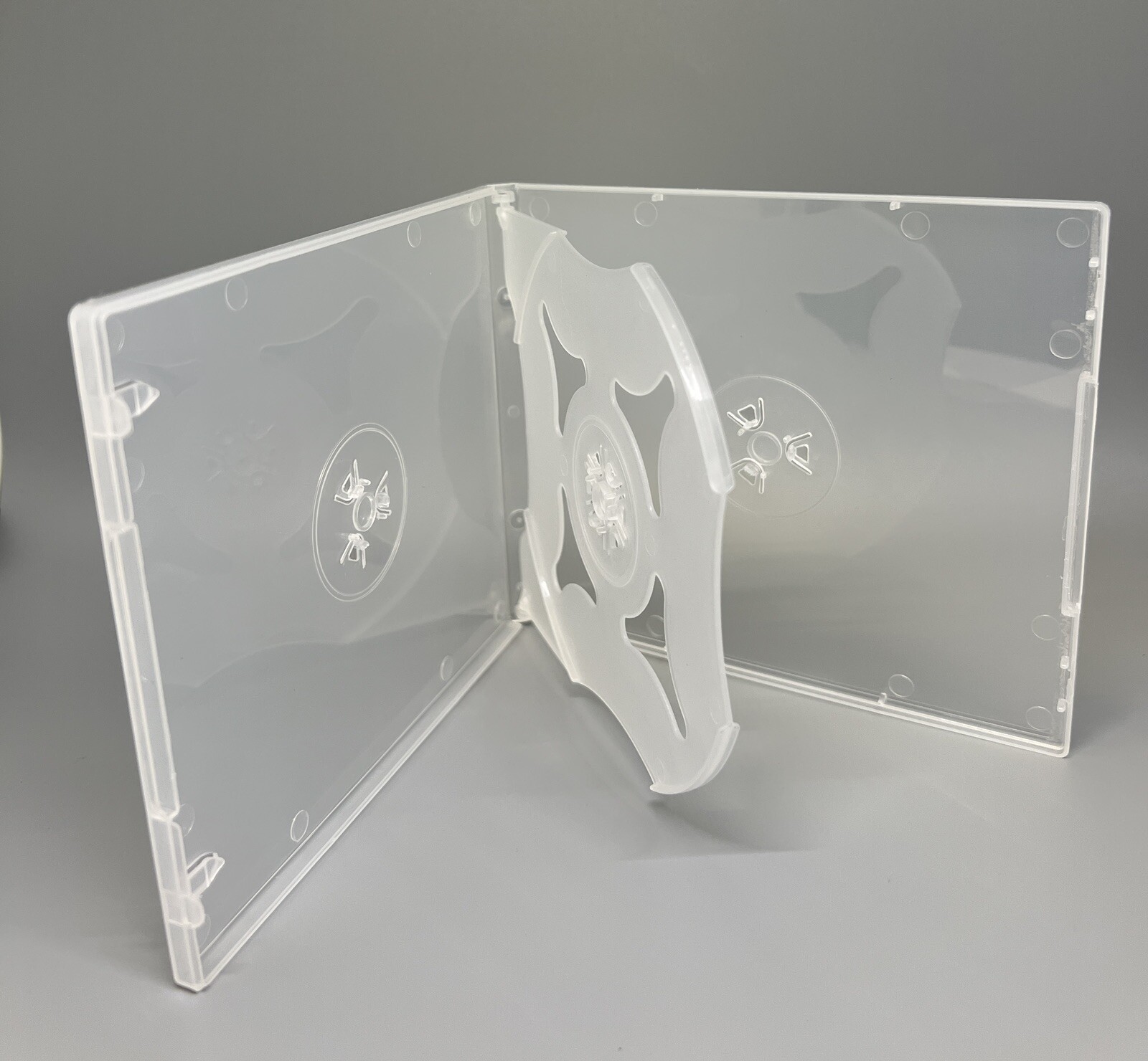 10 NEW 10MM CD DVD POLY QUAD (4) CASE BOX w SLEEVE, CLEAR, MADE IN US, 1154Q