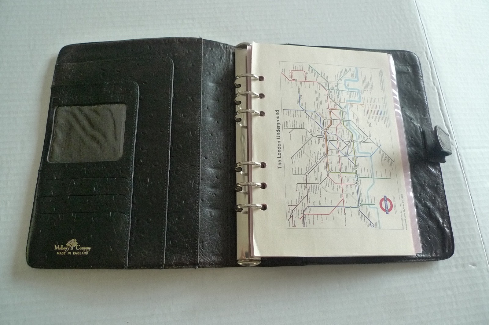 MULBERRY – A5 OSTRICH TEXTURED LEATHER PLANNER & PAPER SHEETS – MADE IN UK