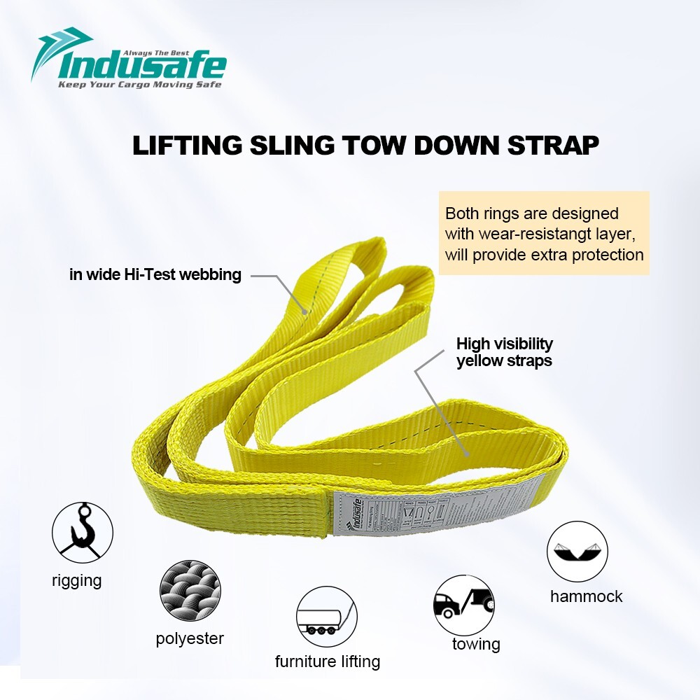 Indusafe 6′ Twist Eye Polyester Lifting Sling Straps Tree Saver Recovy Straps