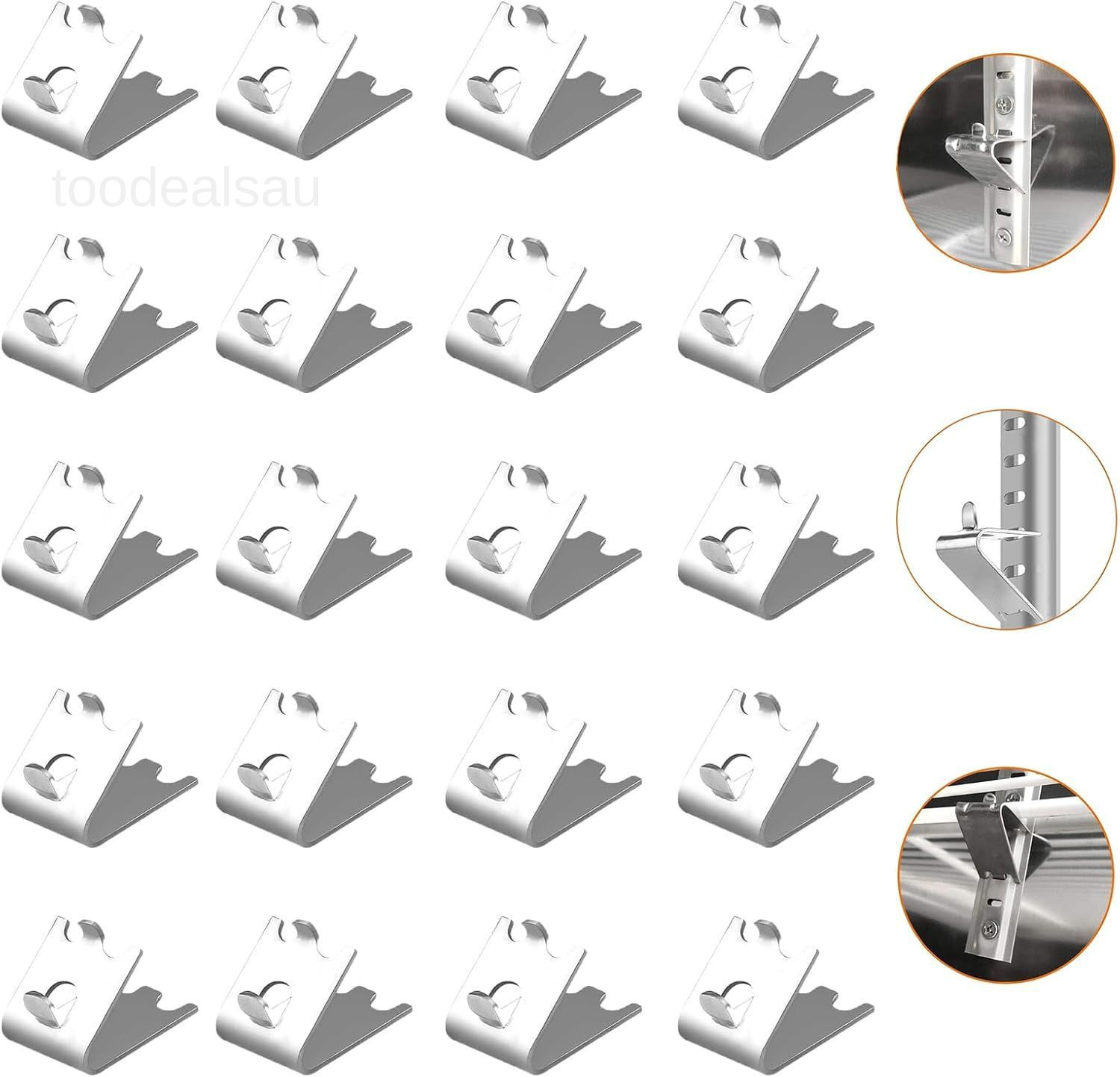 20 Pack 920158 Freezer Shelf Clip, Stainless Steel 20 Pack, stainless