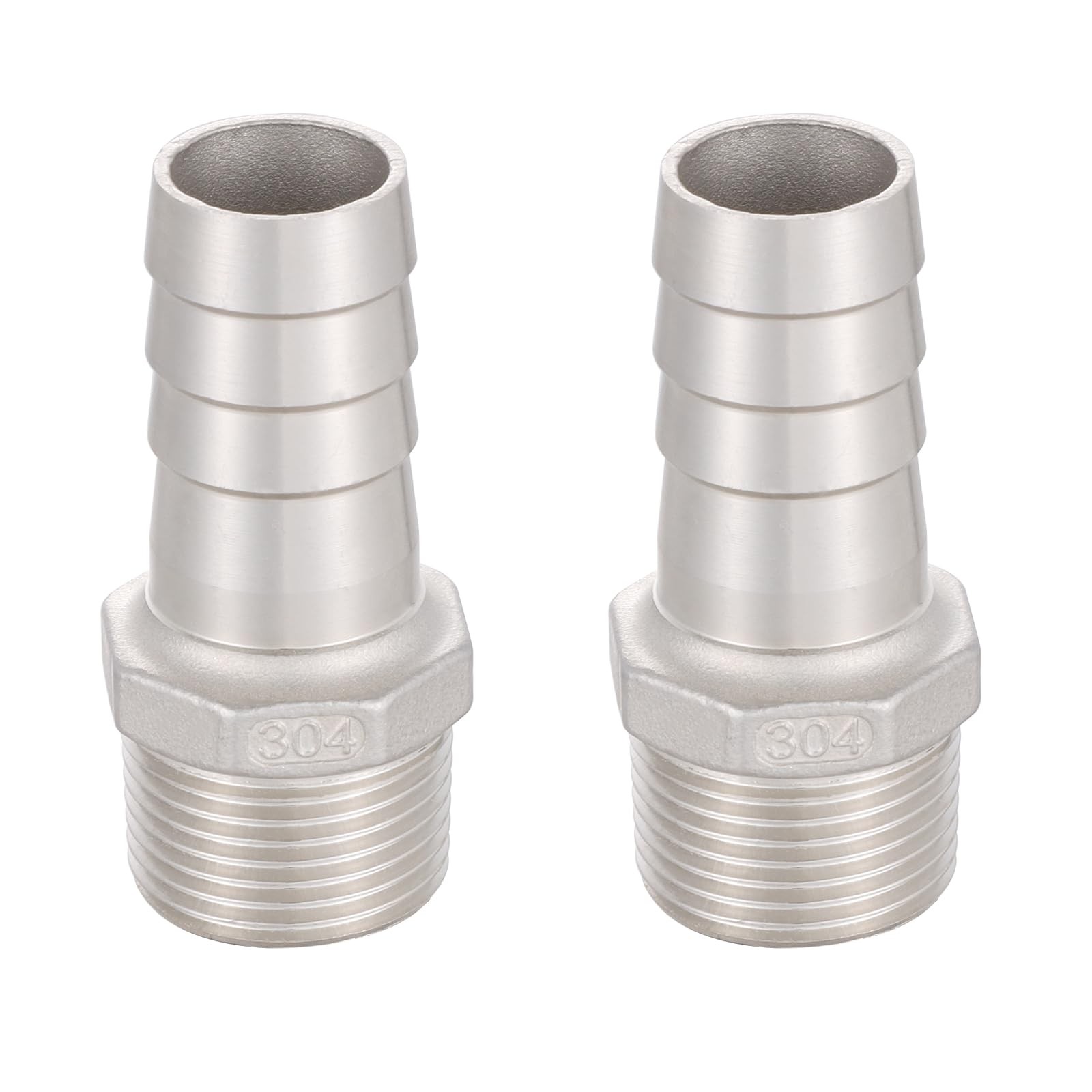 2 Pack Stainless Steel Hose Barb Fitting 1 Inch Hose Barb to 1 Inch NPT Male