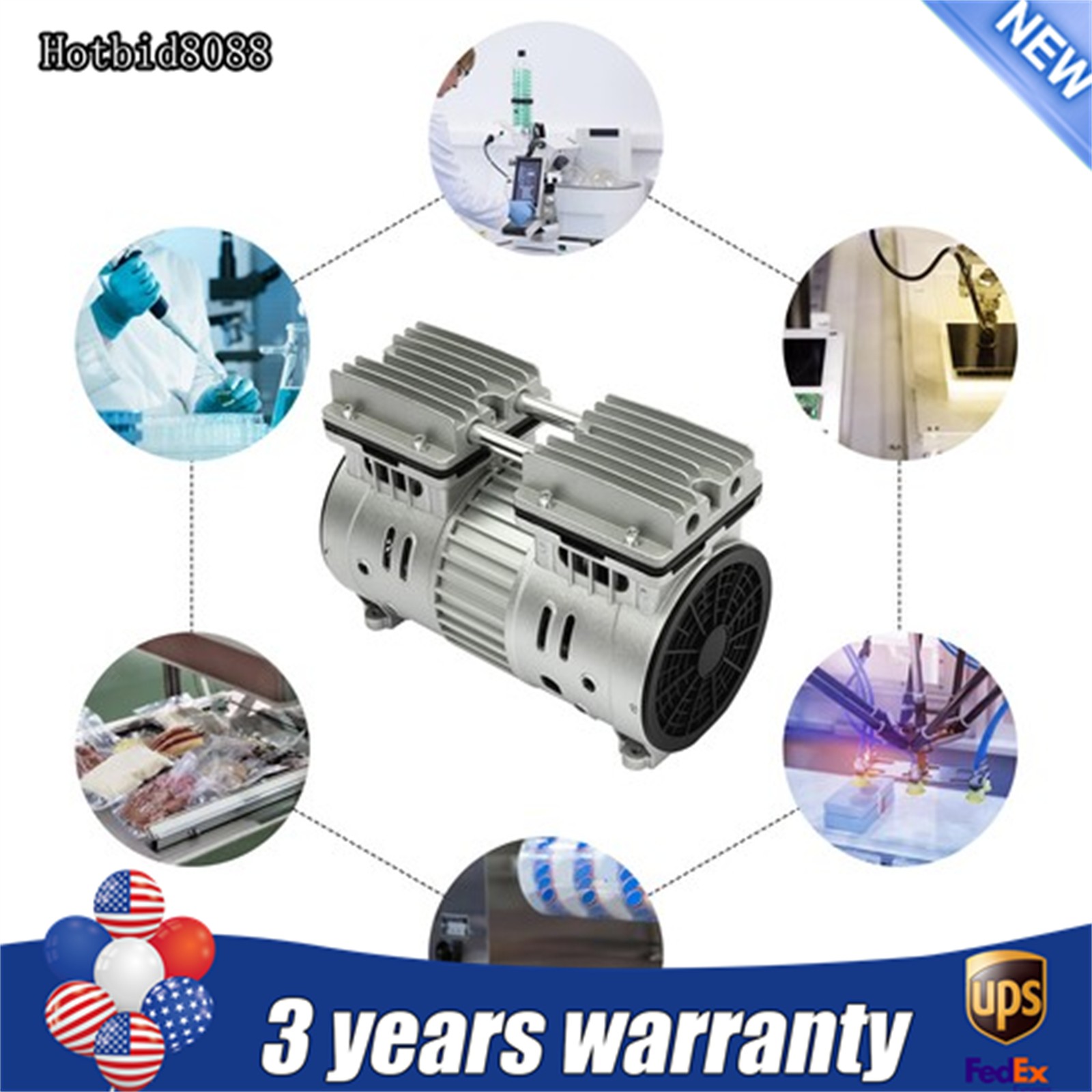 110V High Pressure Oilless Piston Compressor Vacuum Pump Double-Cylinder 550W