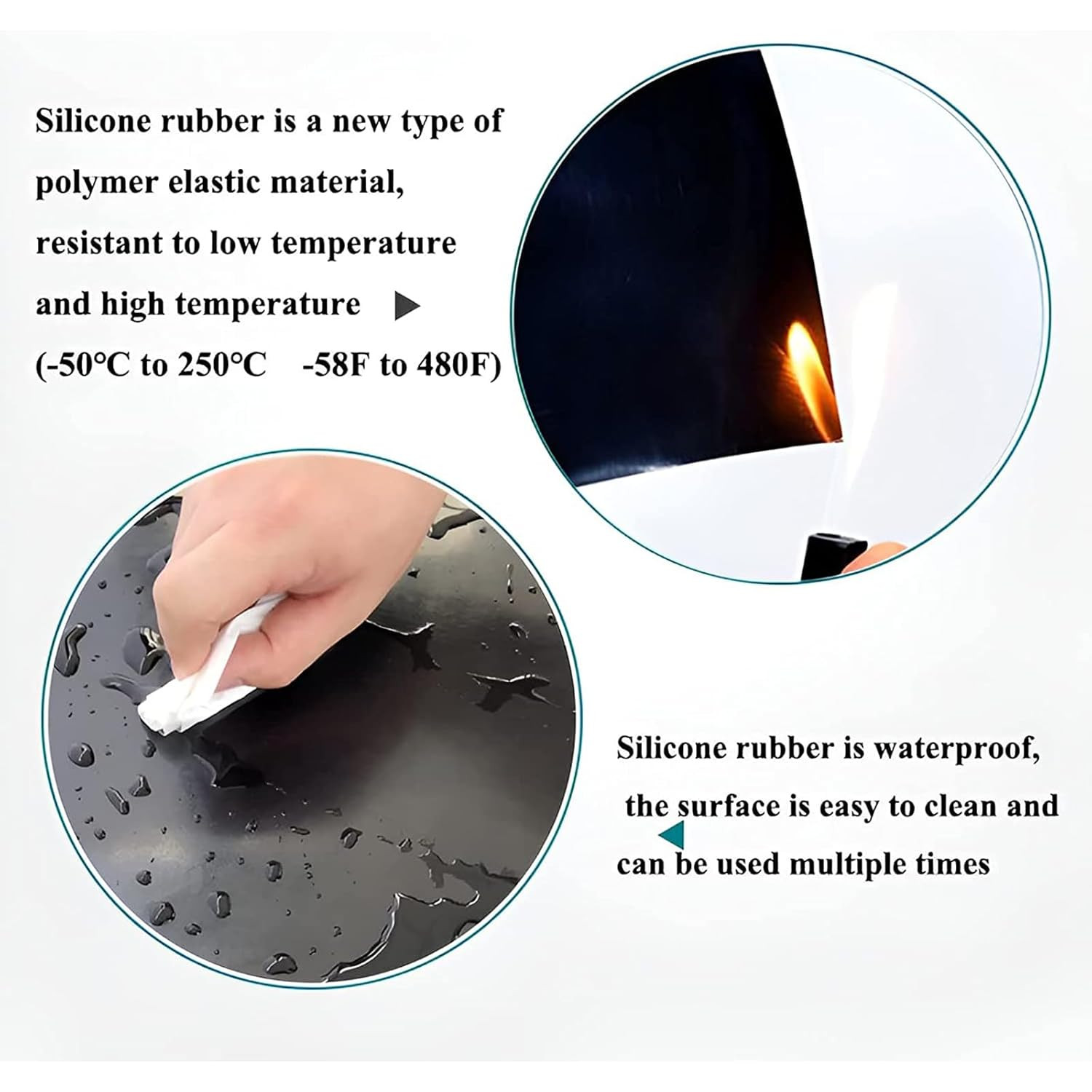 2 Pack Self-Adhesive Rubber Pad Sheet, 6 X 6 Inches, Black,Thin Silicone Rubber