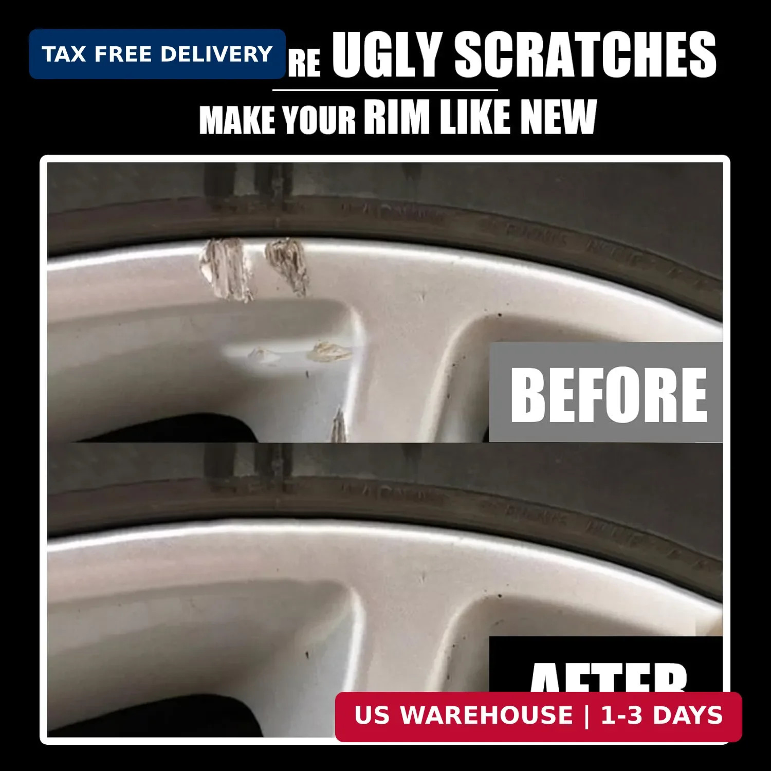 Matte Black Rim Touch Up Paint – Wheel Repair Kit Curb Rash, Quick And Easy Whee