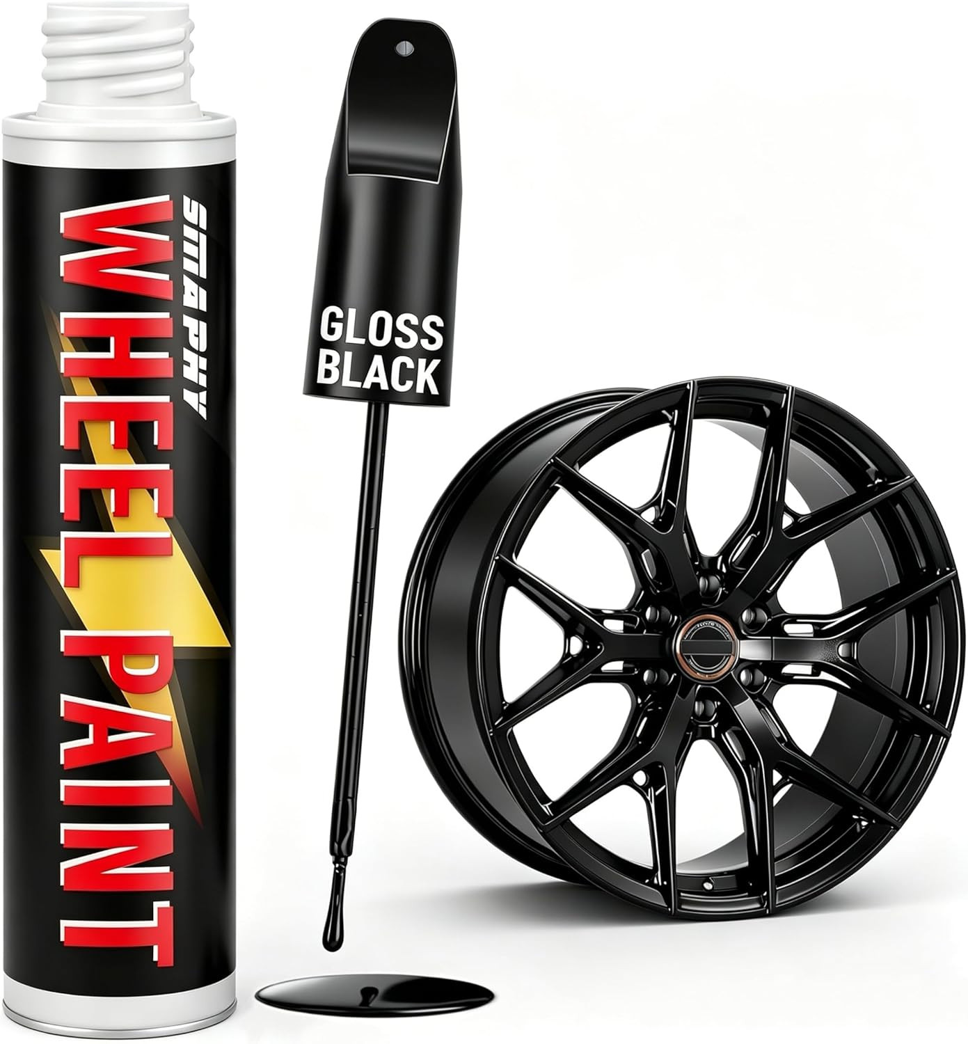 Gloss Black Rim Touch-Up Paint for Curb Rash and Scratch Repair (1 Fl Oz)