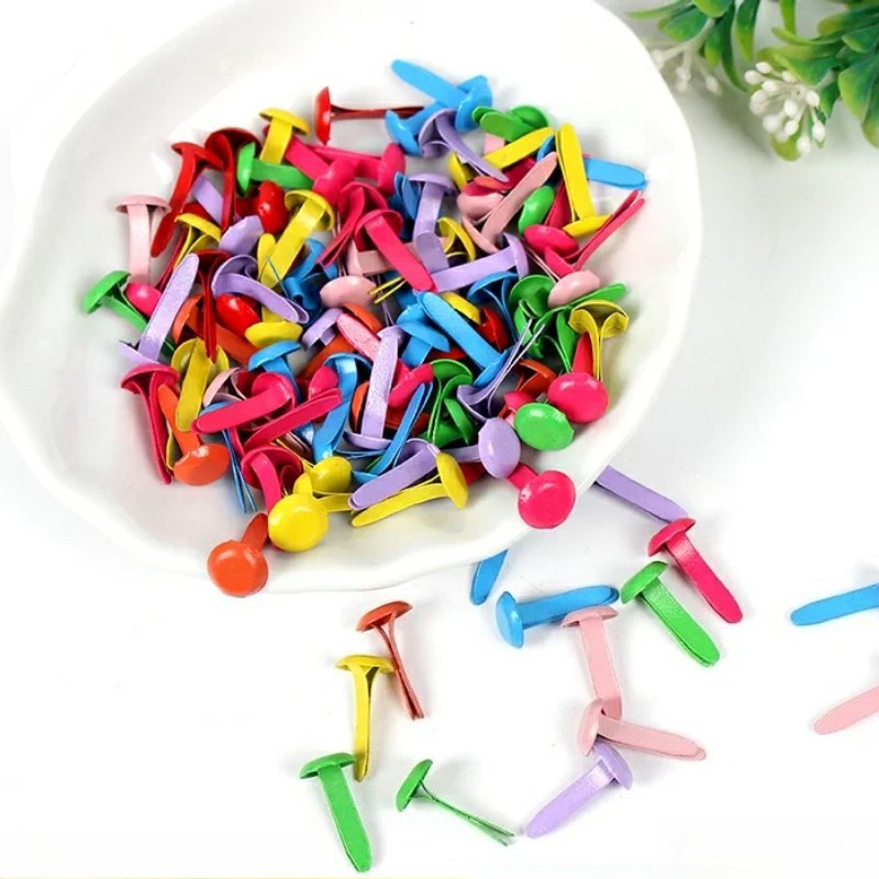 100x Colorful Split Rivets DIY Craft Paper Fasteners Brads Accessory Mini Multi