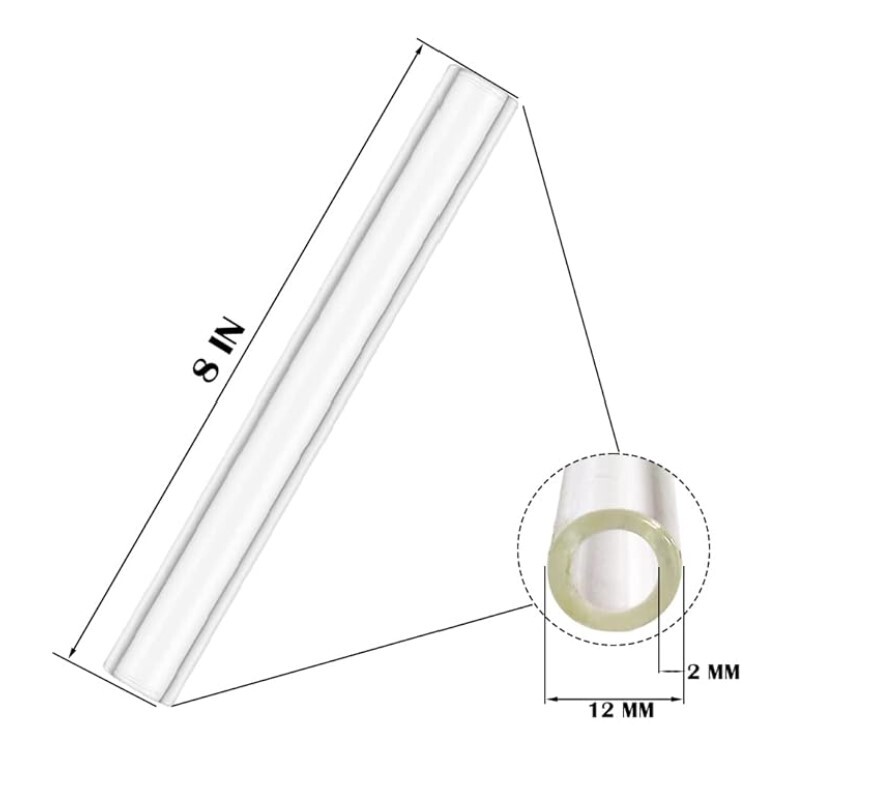 4″/6″/8 Inch Borosilicate Clear Glass Blowing Tube 12mm OD 8mm ID 2mm Thick Wall