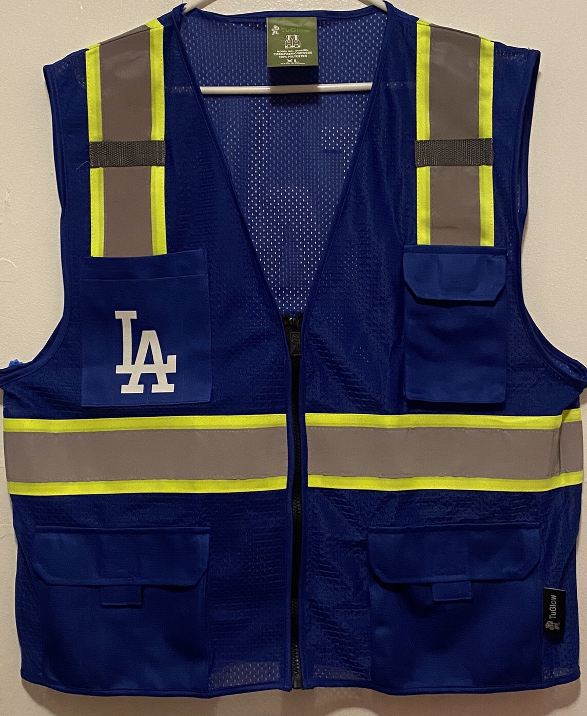 ⚾🦺LOS ANGELES DODGERS SAFETY PPE VEST W/SILVER REFLECTIVE LOGO M/L/XL/2XL-4XL