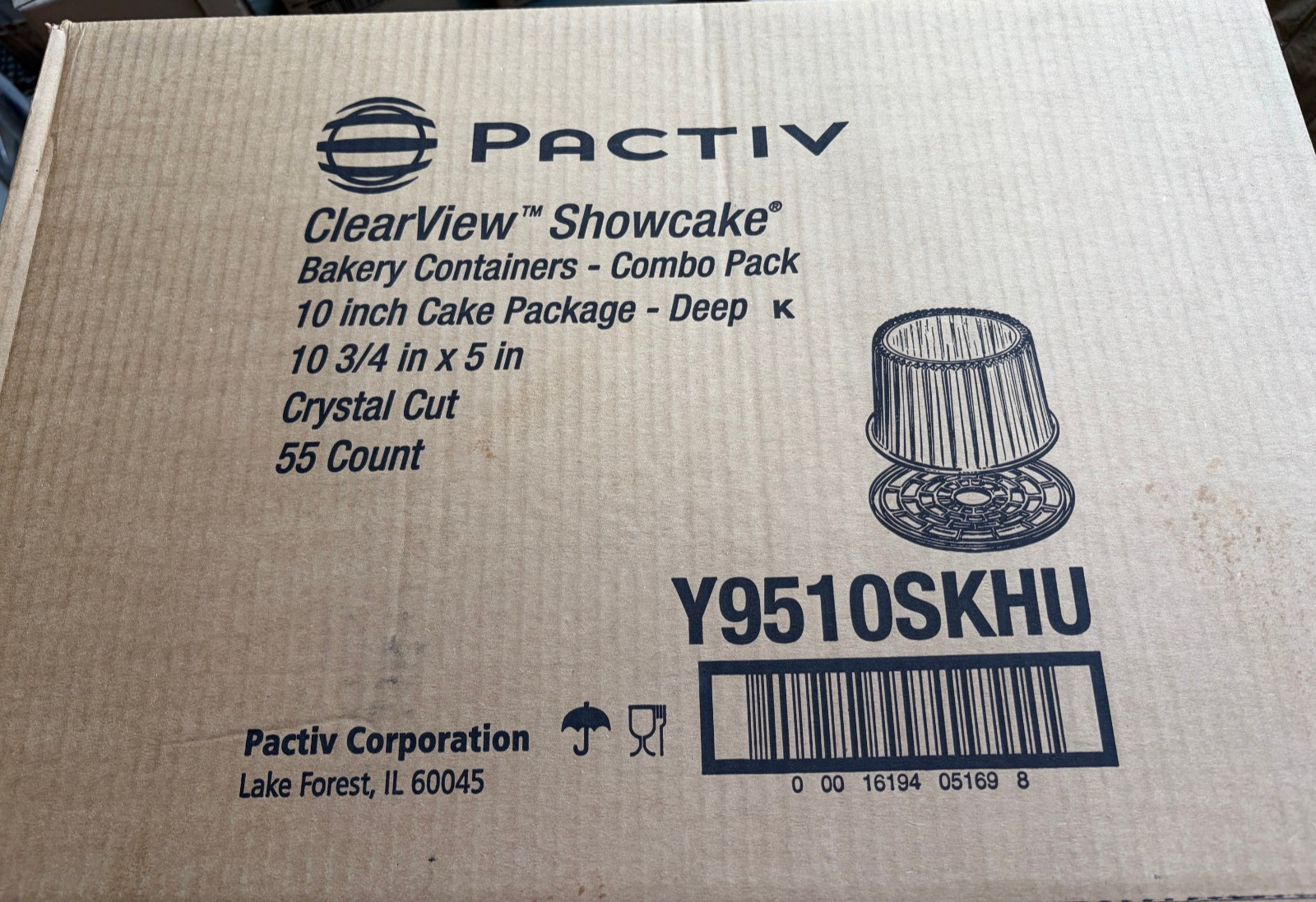 55x Pactiv ClearView Show Cake Bakery Combo Pack Y9510SKHU 10.75″ x 5″ Crystal