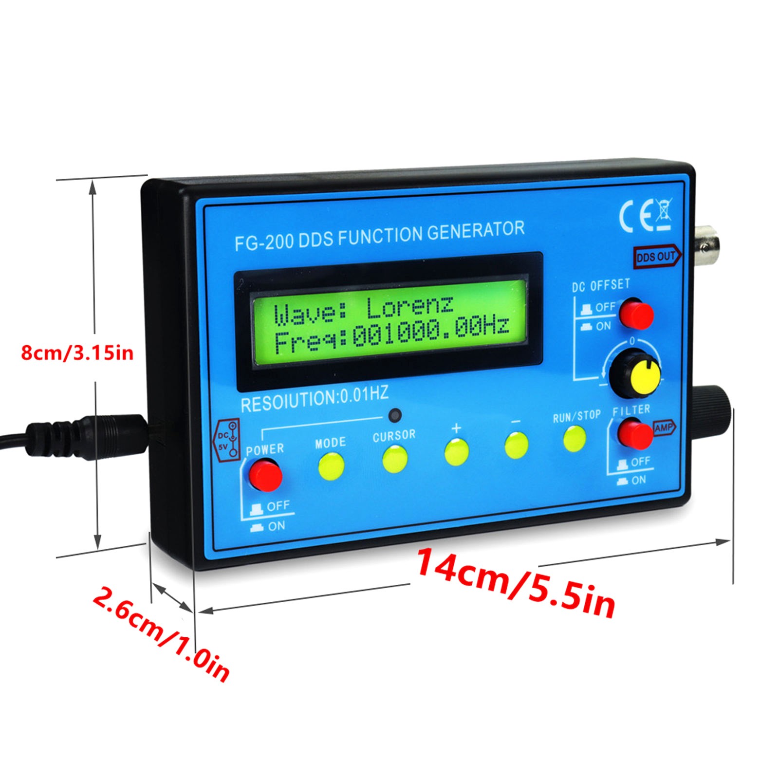 0.01Hz-500kHz DDS Signal Generator LCD Display Sine Square Pulse Wave Output