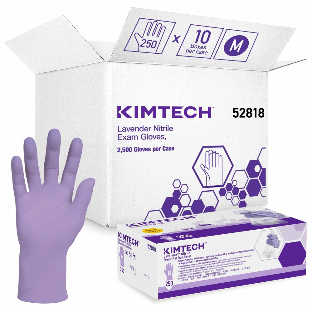 Kimberly Clark 52818 Halyard Lavender Nitrile Exam Gloves Medium 250/Pk