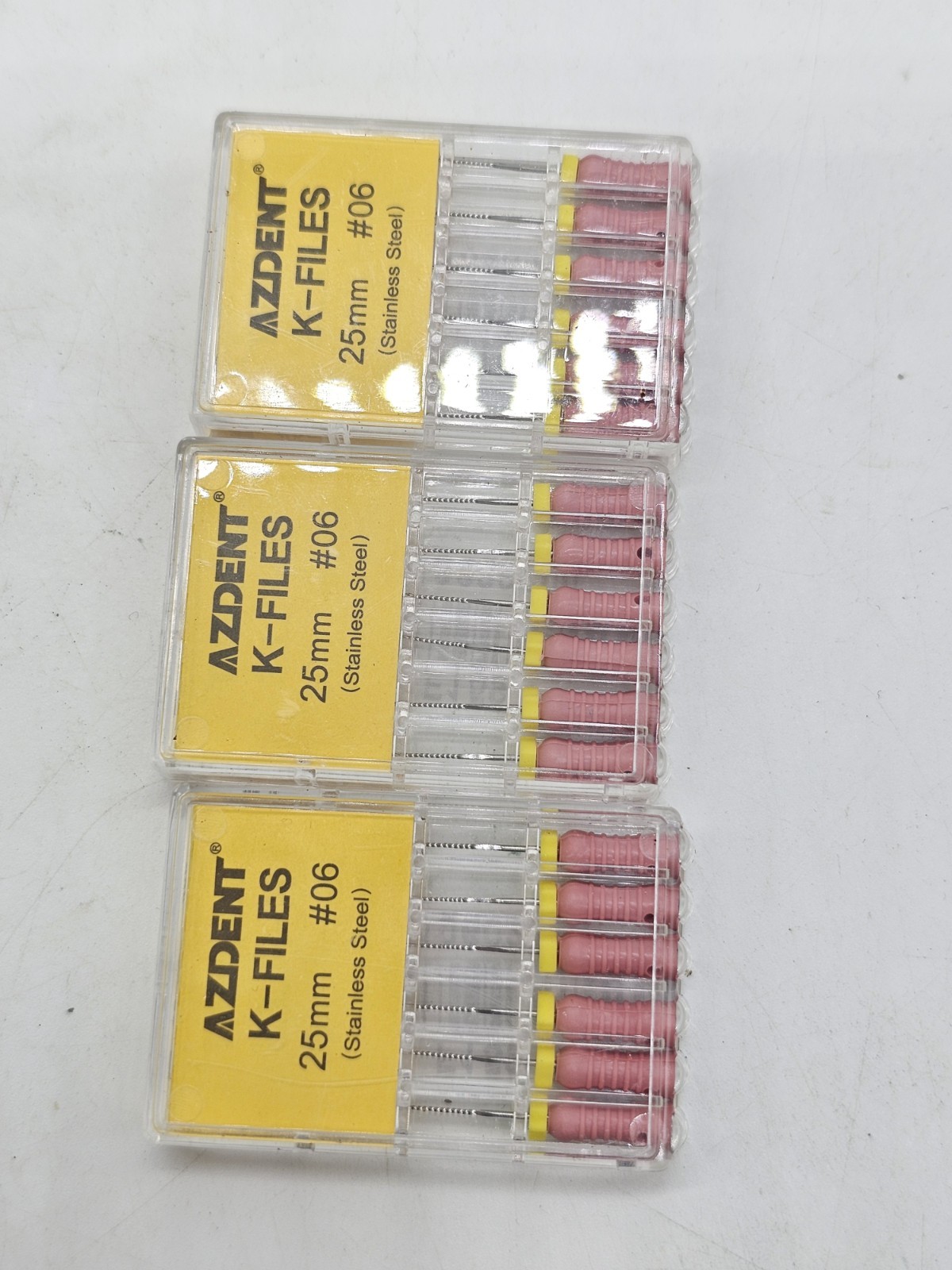 x3 Azdent K FILE 25mm 06 Dental Endodontic Root Canal Hand Use K Files 25mm 6pk