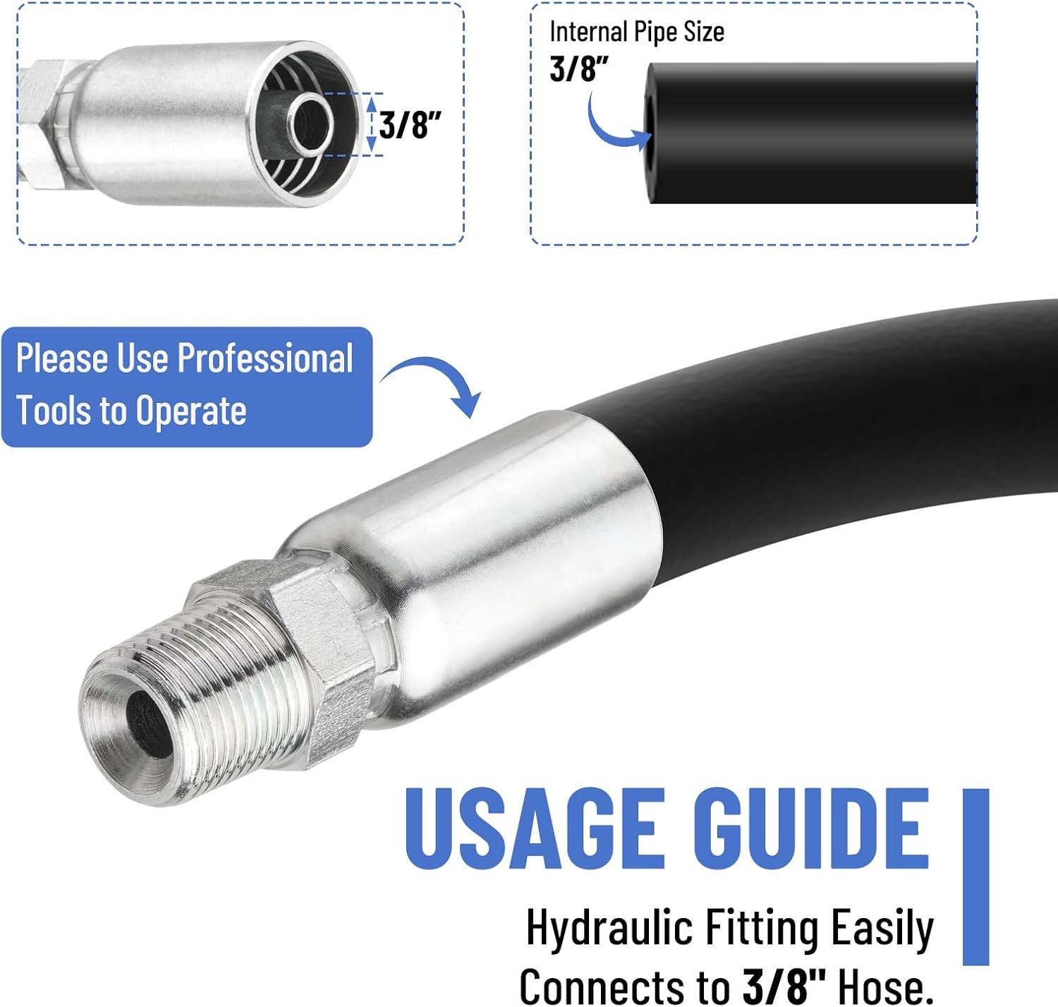 3/8″ I.D. Hose x 3/8″ NPTF Male W/ Cover Hydraulic Hose End Crimp Fittings 12 x