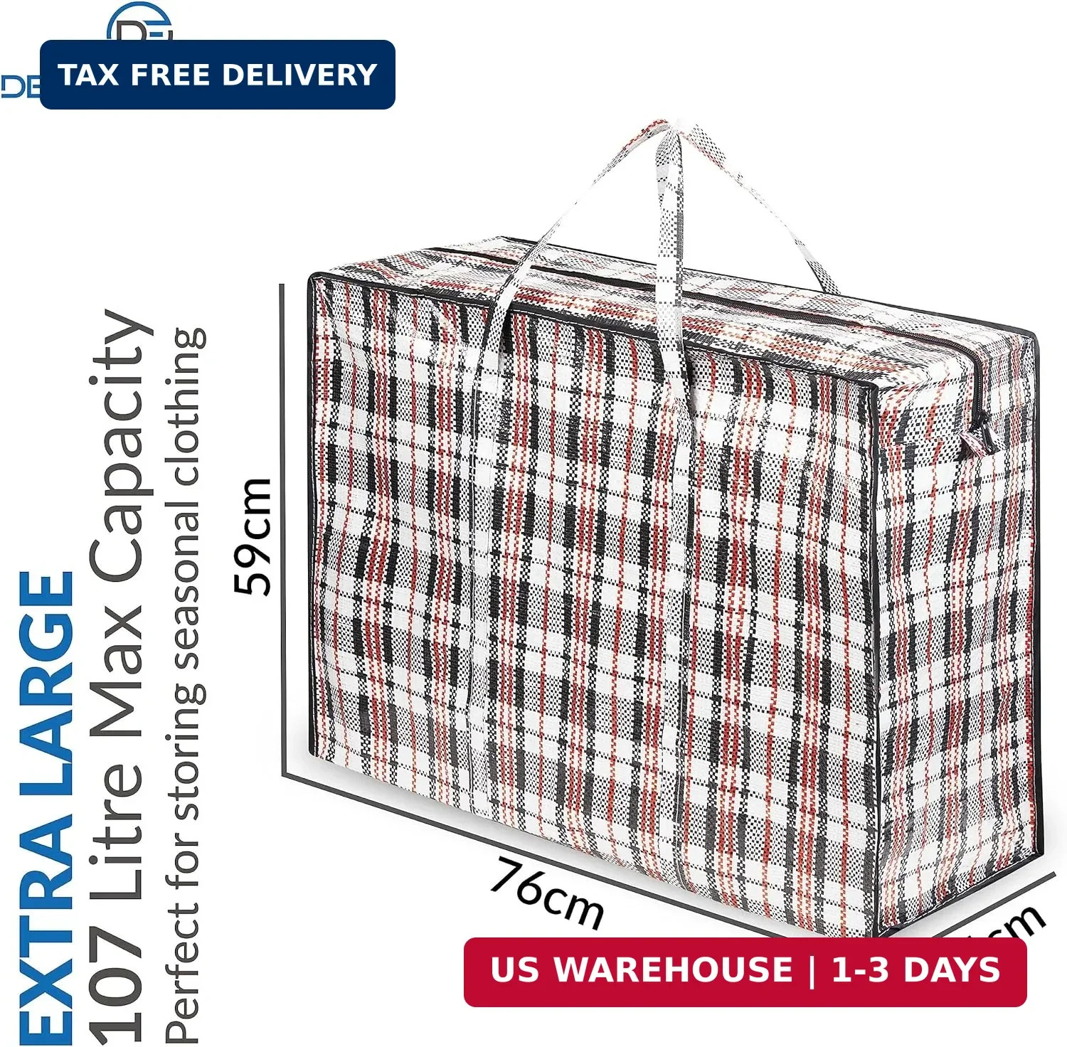 8 Pack Heavy Duty Moving Bags with Strong Zipper & Carrying Handles, 107L/ 28 ga