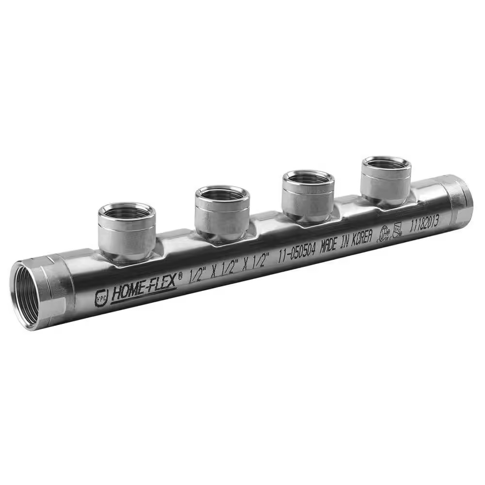 3/4 In. X 3/4 In. X (4) 1/2 In. CSST FIPT Stainless Steel Manifold