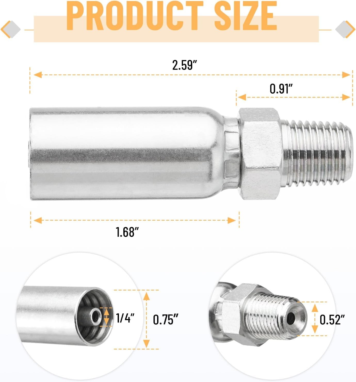 12 Pack Hydraulic Hose Fittings, 1/4″ I.D. Hose X 1/4″ NPTF Male with Protection