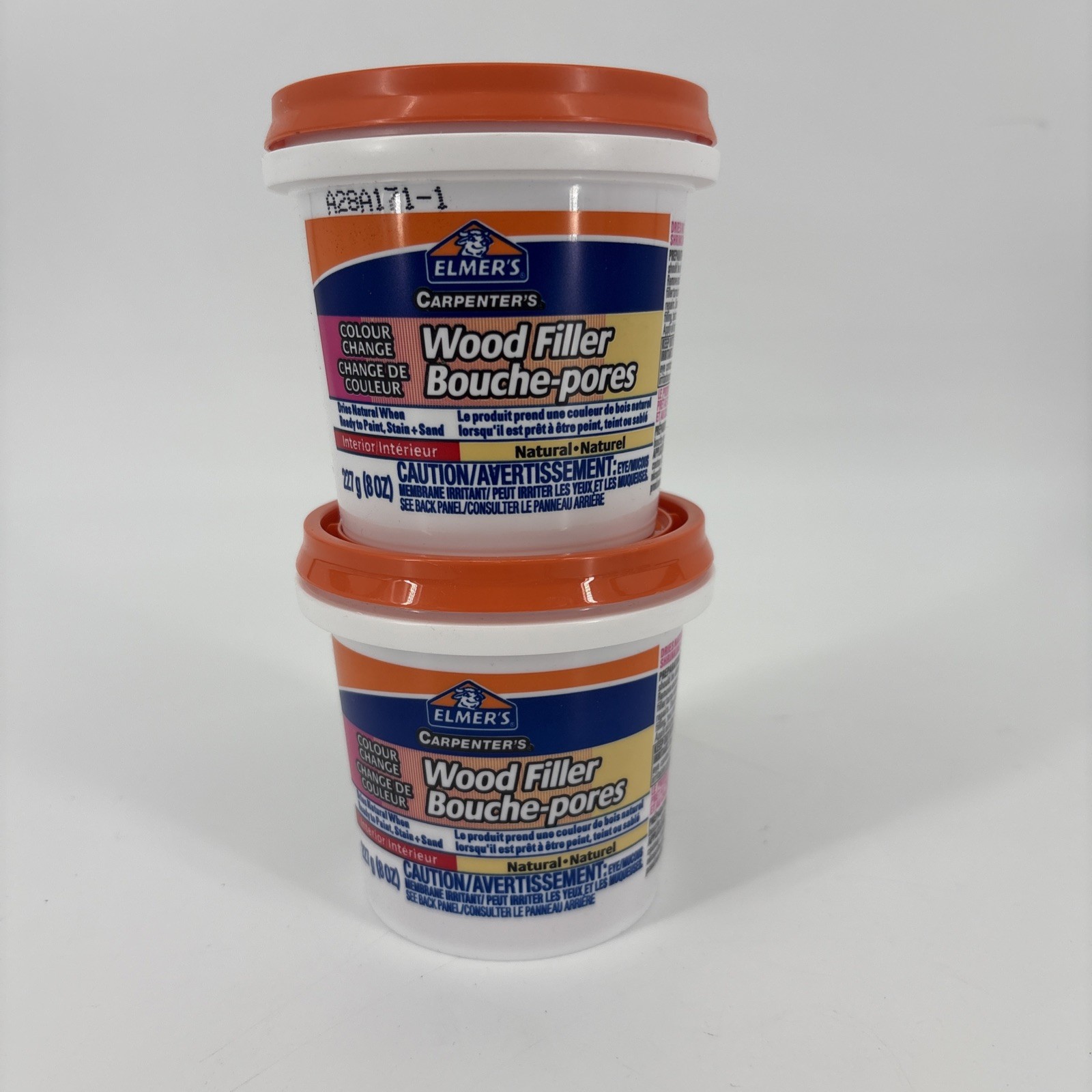 Lot Of 2- 8-oz. Carpenter’s Wood Filler Colour Change Natural. Fast Shipping!