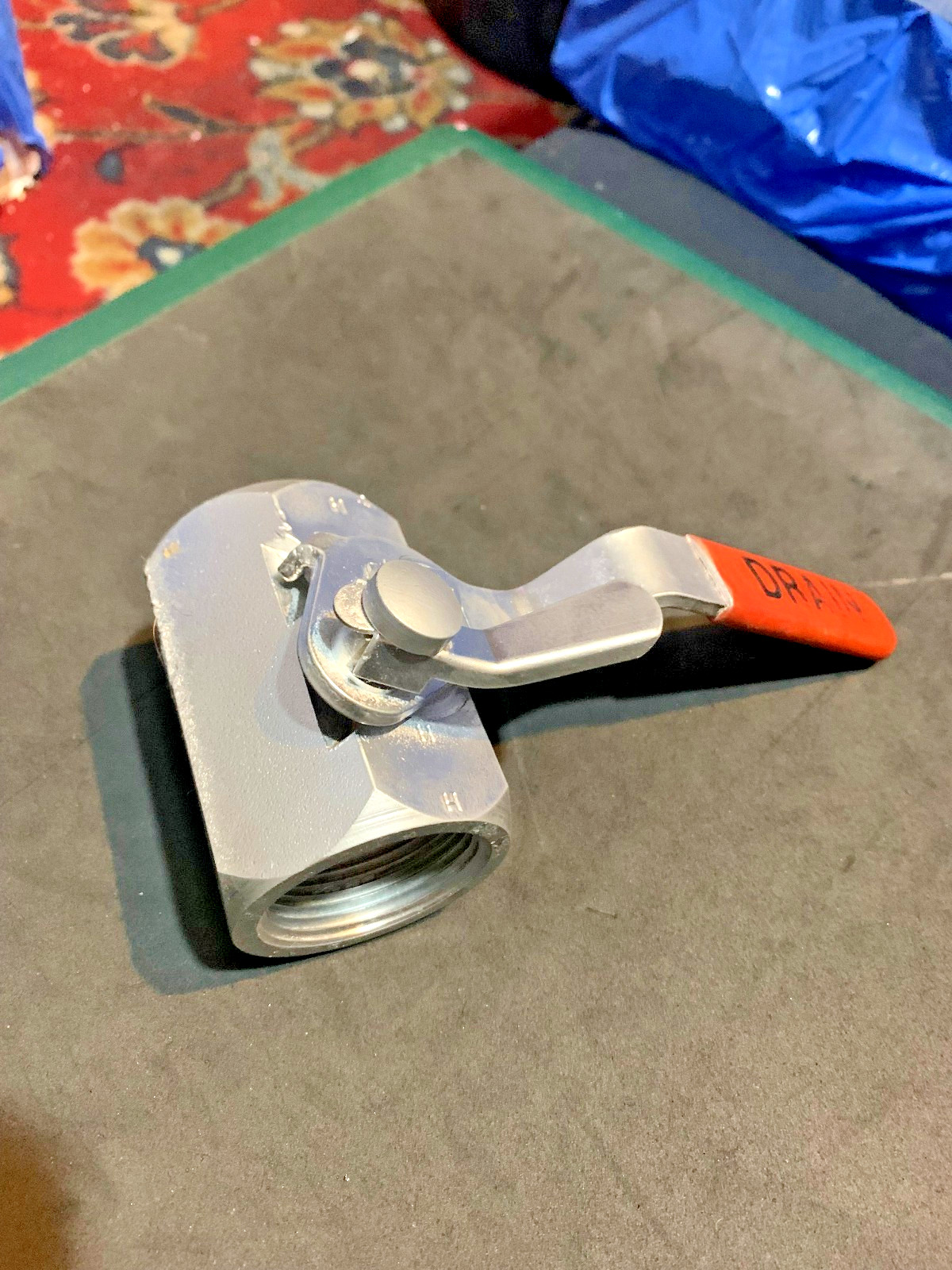 Commercial Deep Frier Safety Drain Valve, 1-1/2 NPT, cleaned and painted.